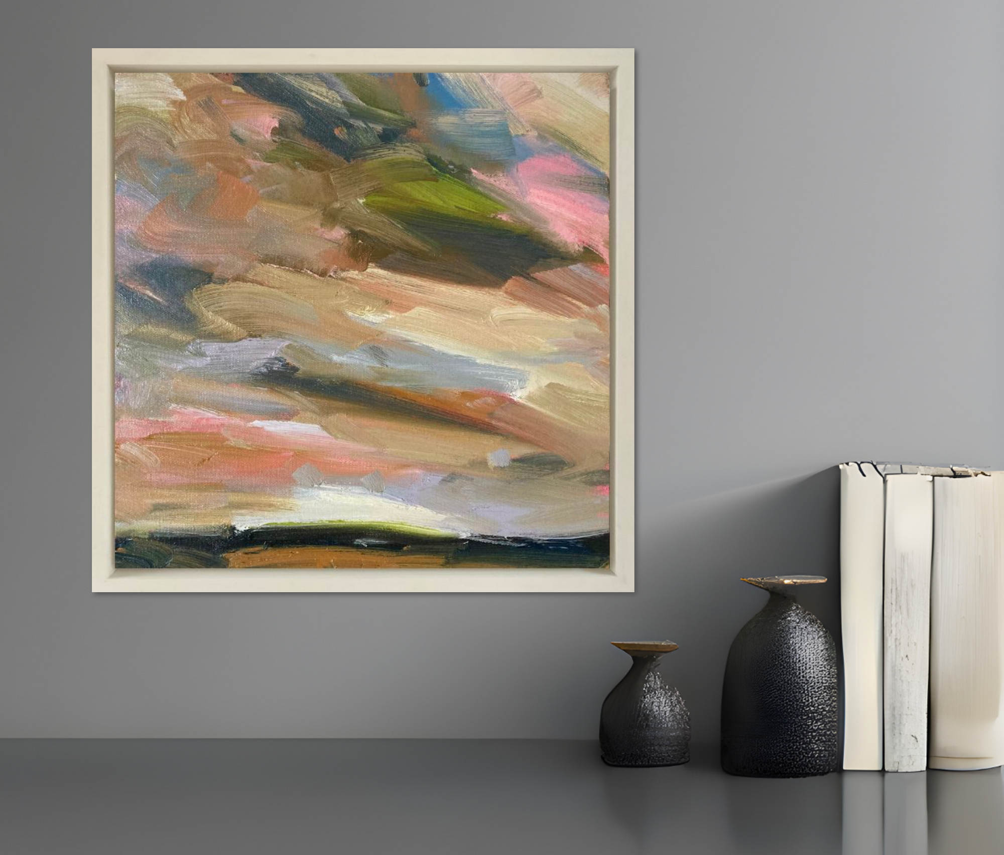 Summer In The Downs II Original Oil Landscape Painting In Room Setting 3