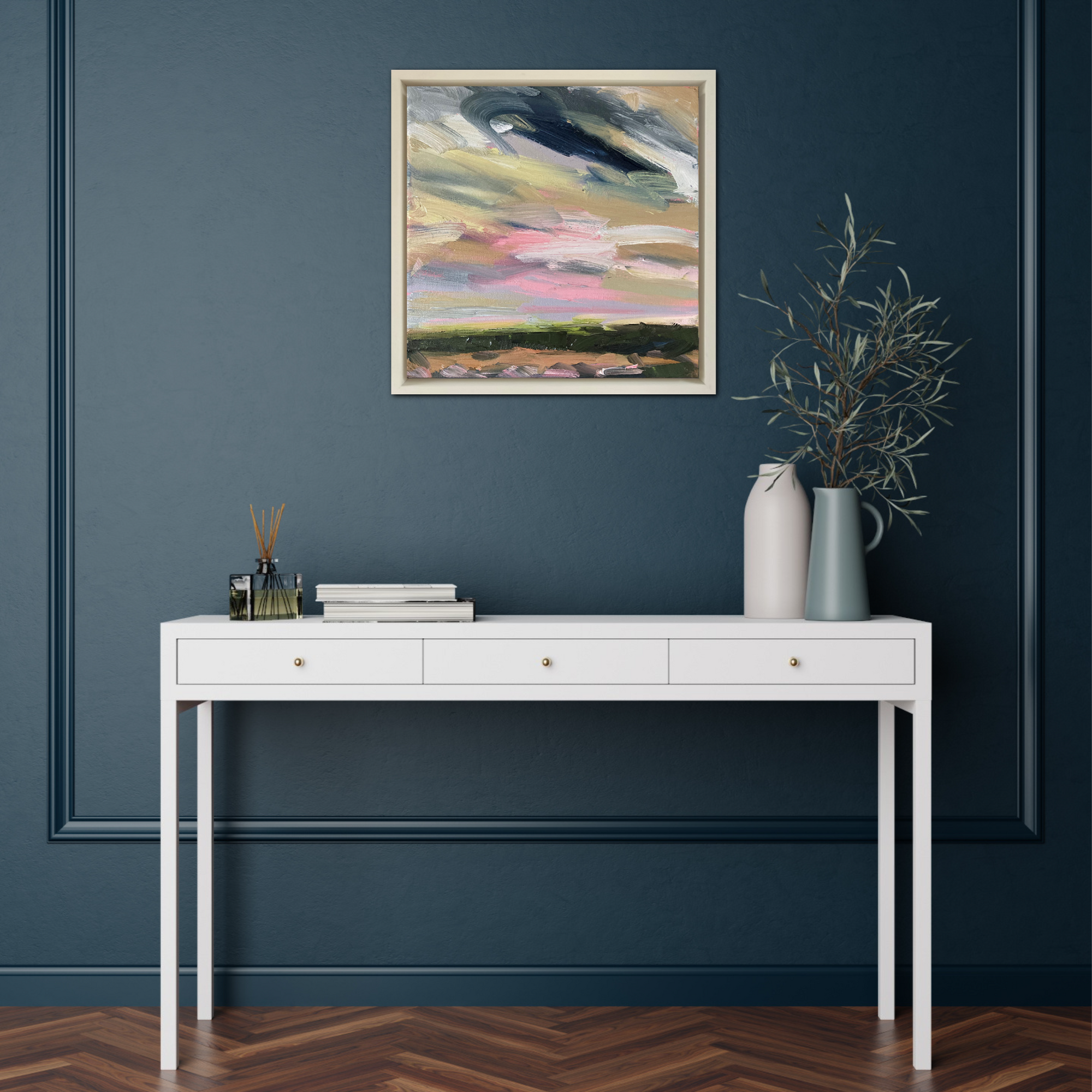 Summer In The Downs I Original Oil Landscape Painting In Room Setting 1