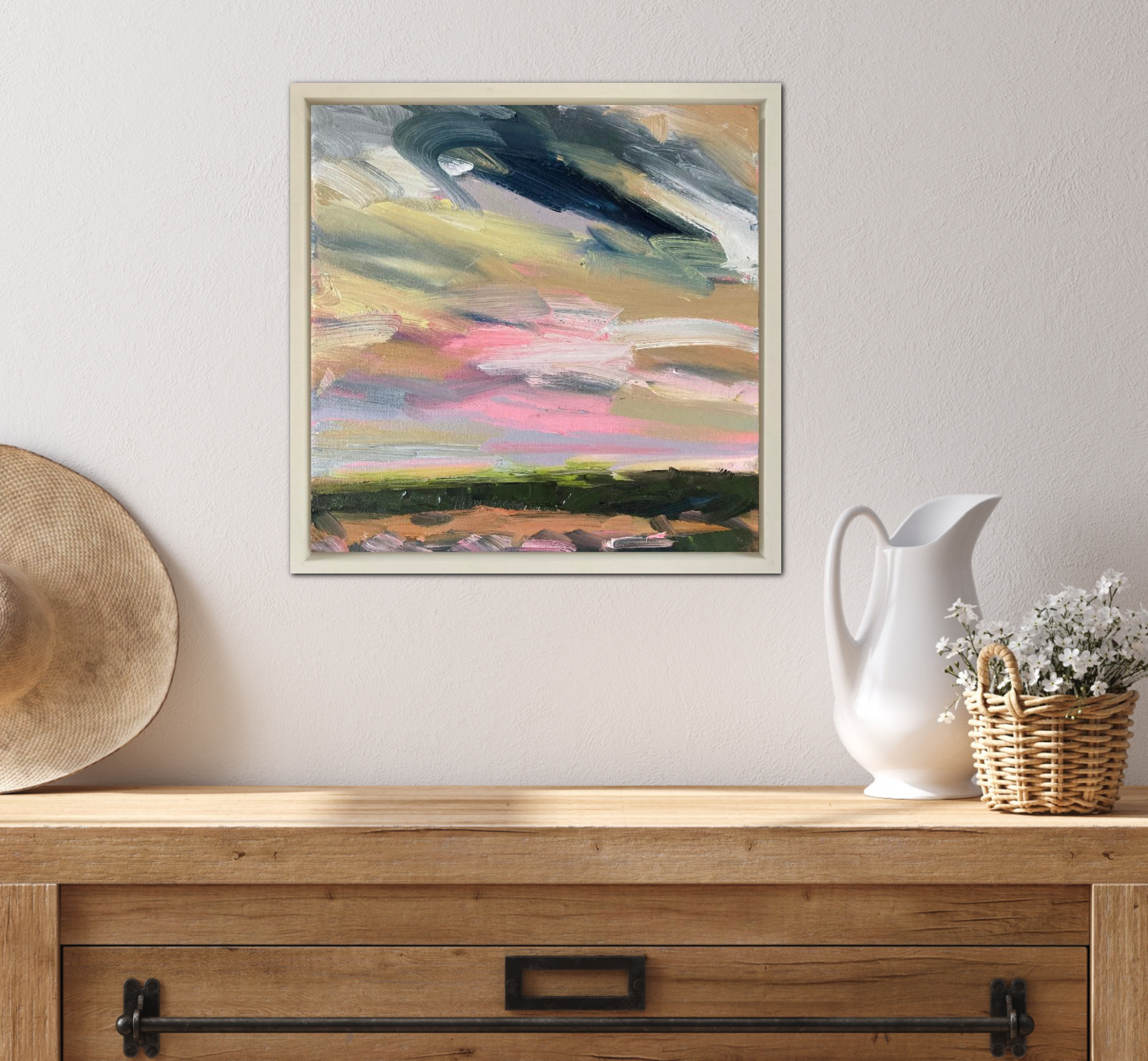 Summer In The Downs I Original Oil Landscape Painting In Room Setting 2