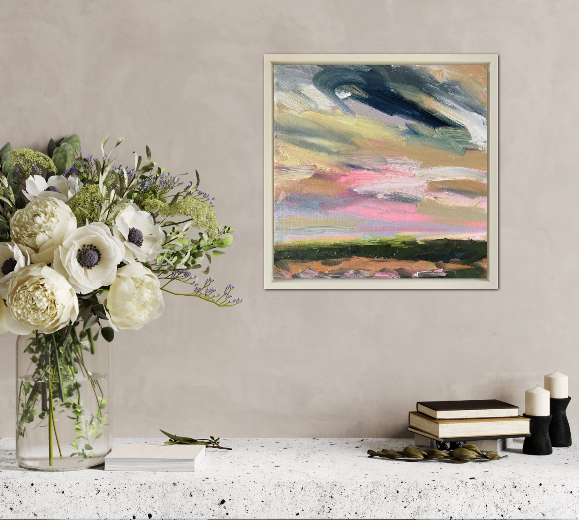 Summer In The Downs I Original Oil Landscape Painting In Room Setting 3