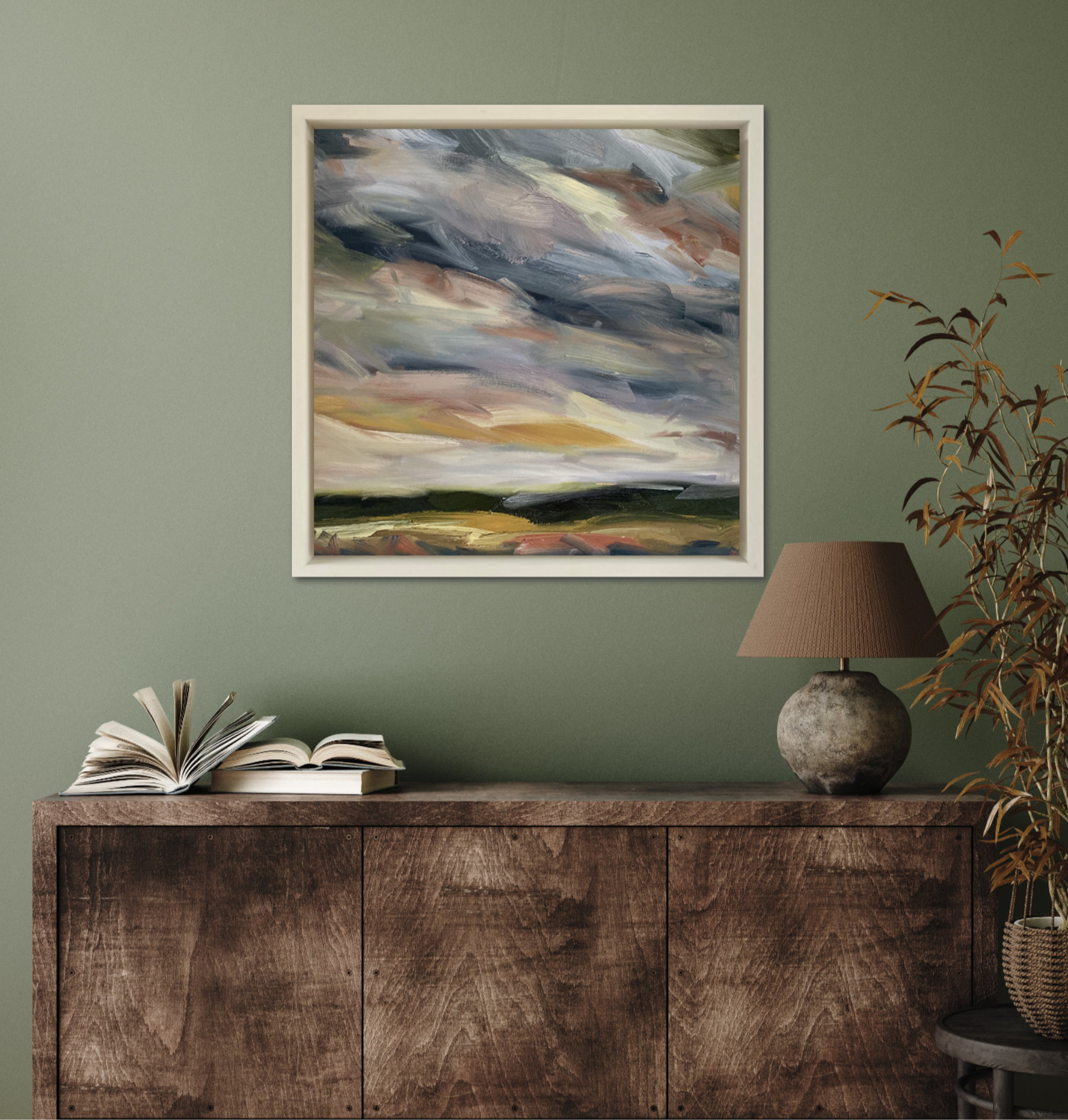 Summer In The Downs III Original Oil Landscape Painting In Room Setting 3