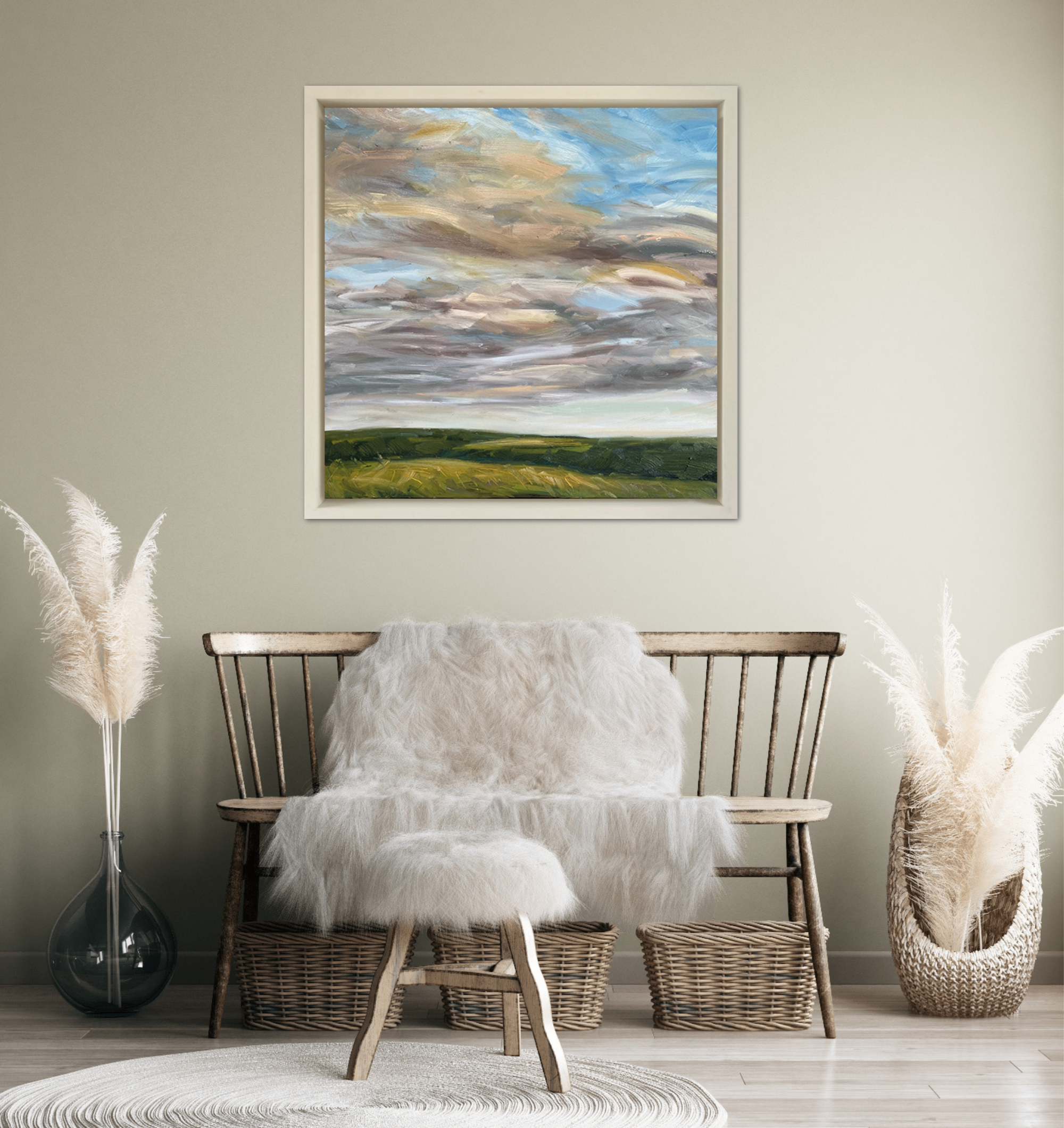 Tranquility Original Oil Landscape Painting In Room Setting 1