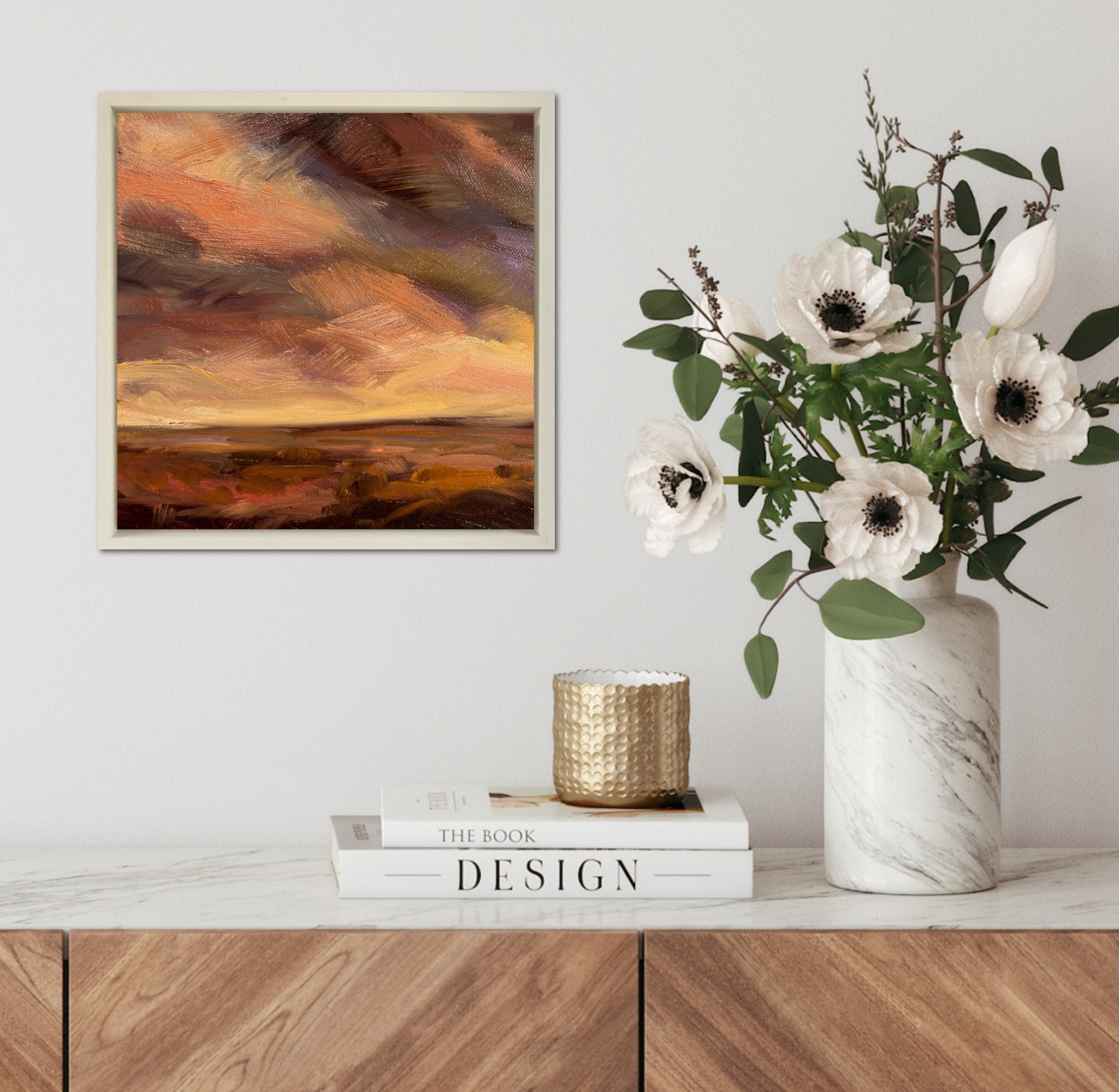 Warm Light Original Oil Landscape Painting In Room Setting 2