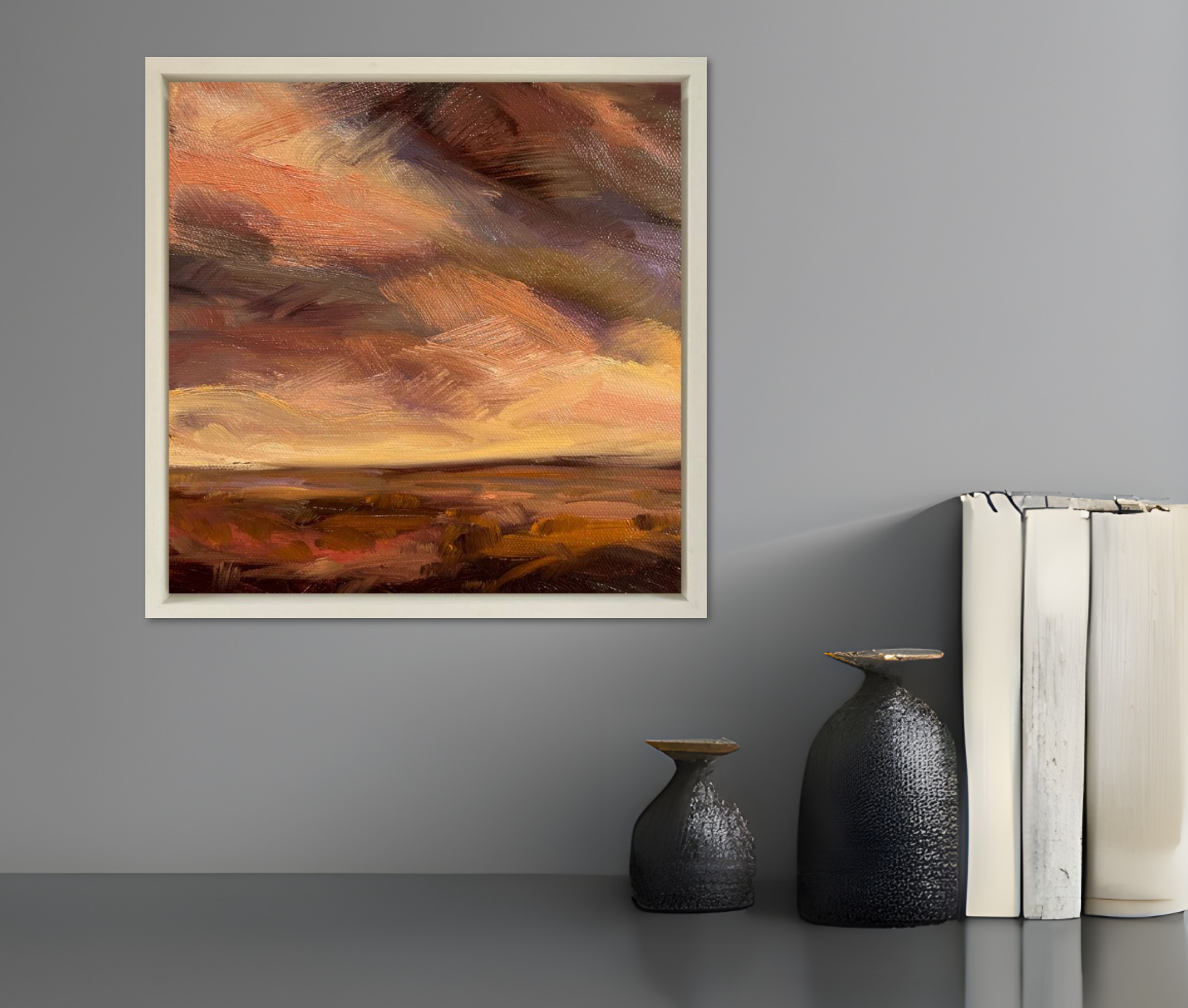 Warm Light Original Oil Landscape Painting In Room Setting 3