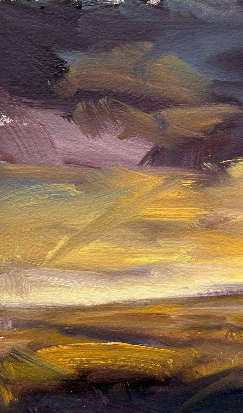 Embers Original Oil On Paper Landscape PaintingDetail 1