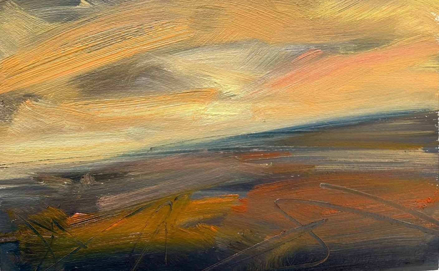 Crescendo Original Oil On Paper Landscape Painting Detail 1