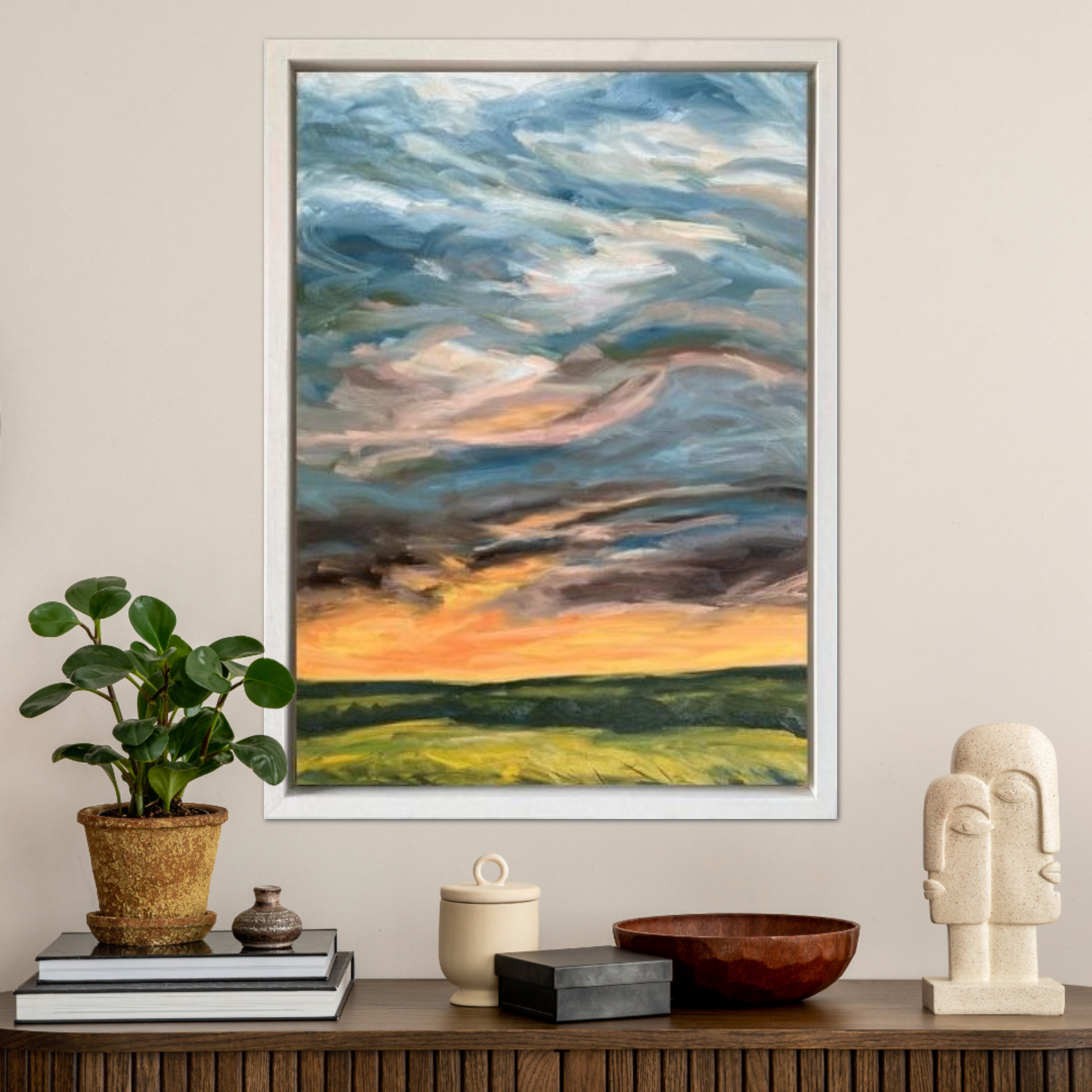 Afterglow Original Oil Landscape Painting In Room Setting2