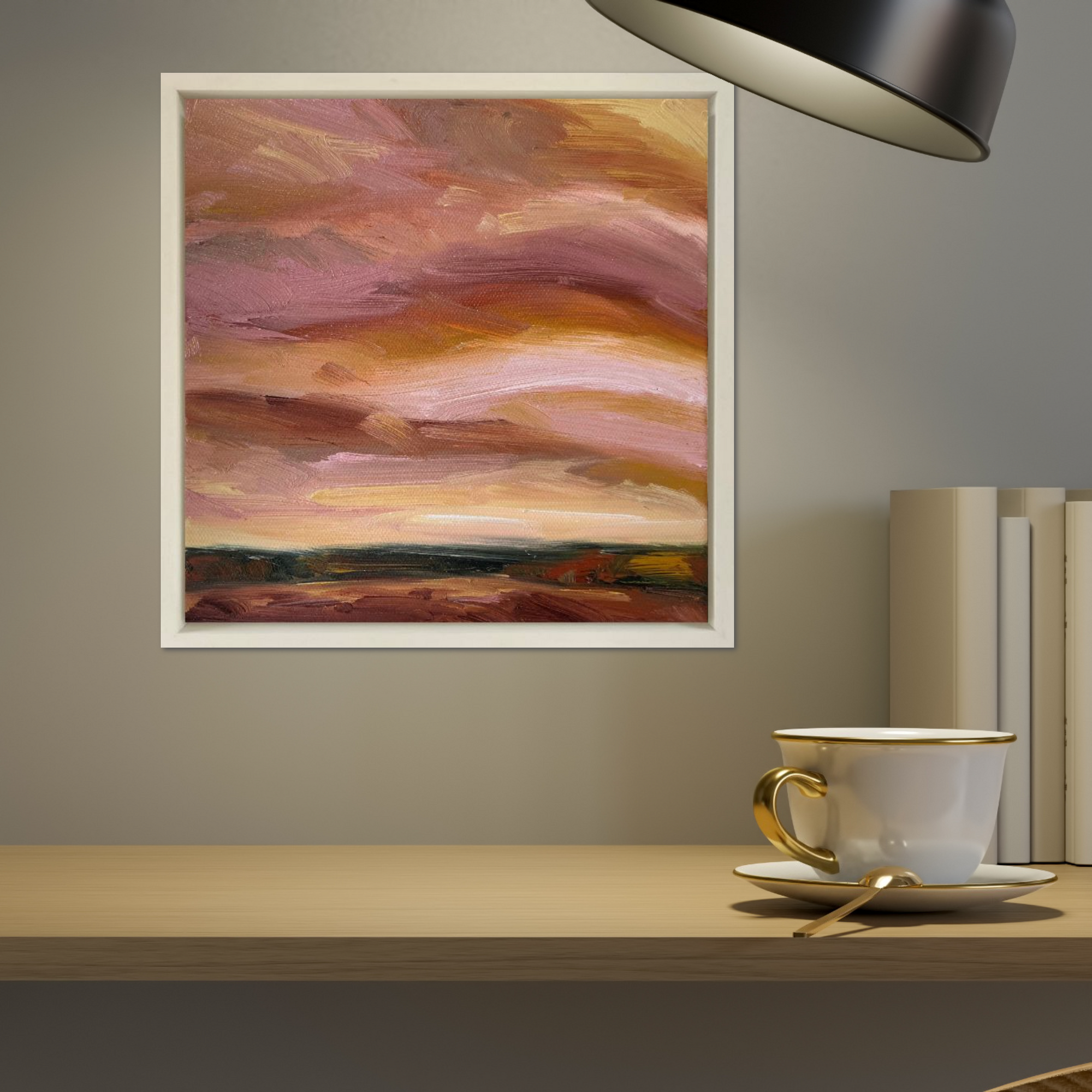 Autumn Glow Original Oil Landscape Painting In Room Setting 3