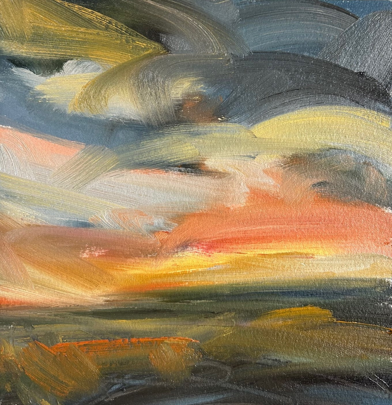 Blazing Light Original Oil On Paper Landscape Painting