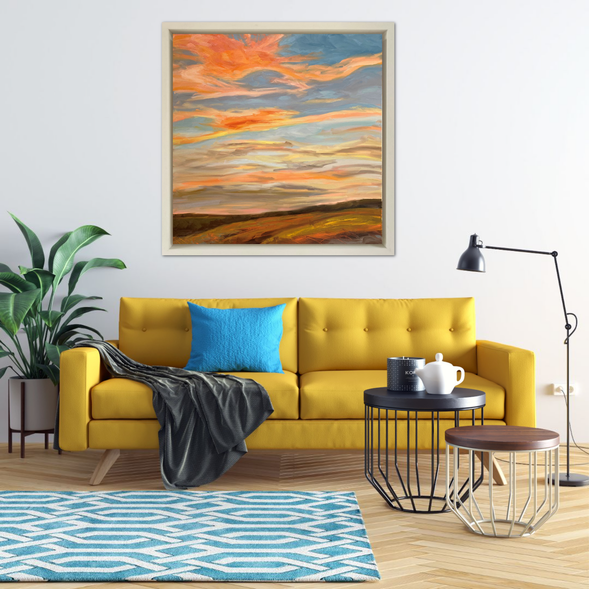 Burning Bright Original Oil Landscape Painting In Room Setting 2