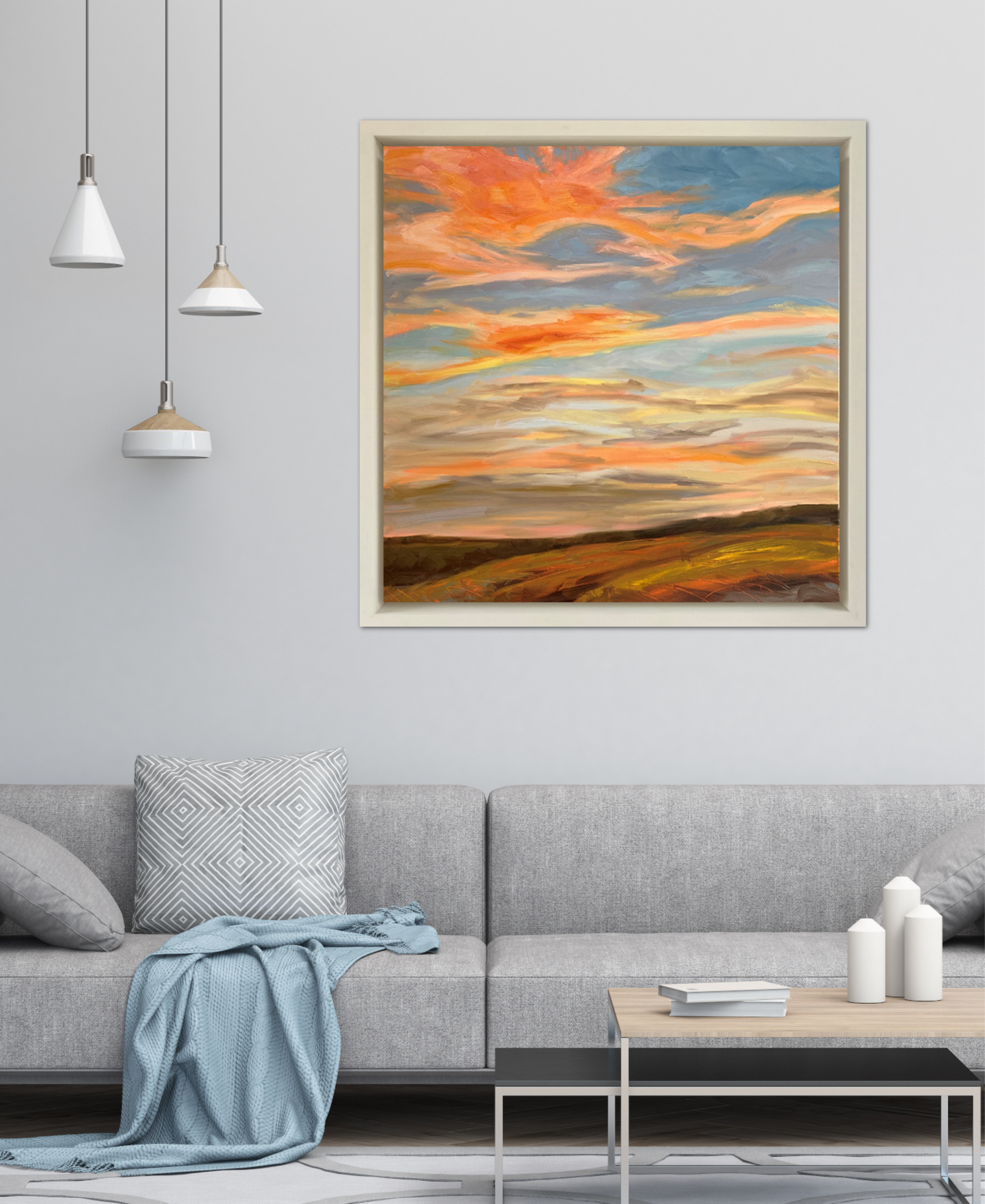 Burning Bright Original Oil Landscape Painting In Room Setting 3