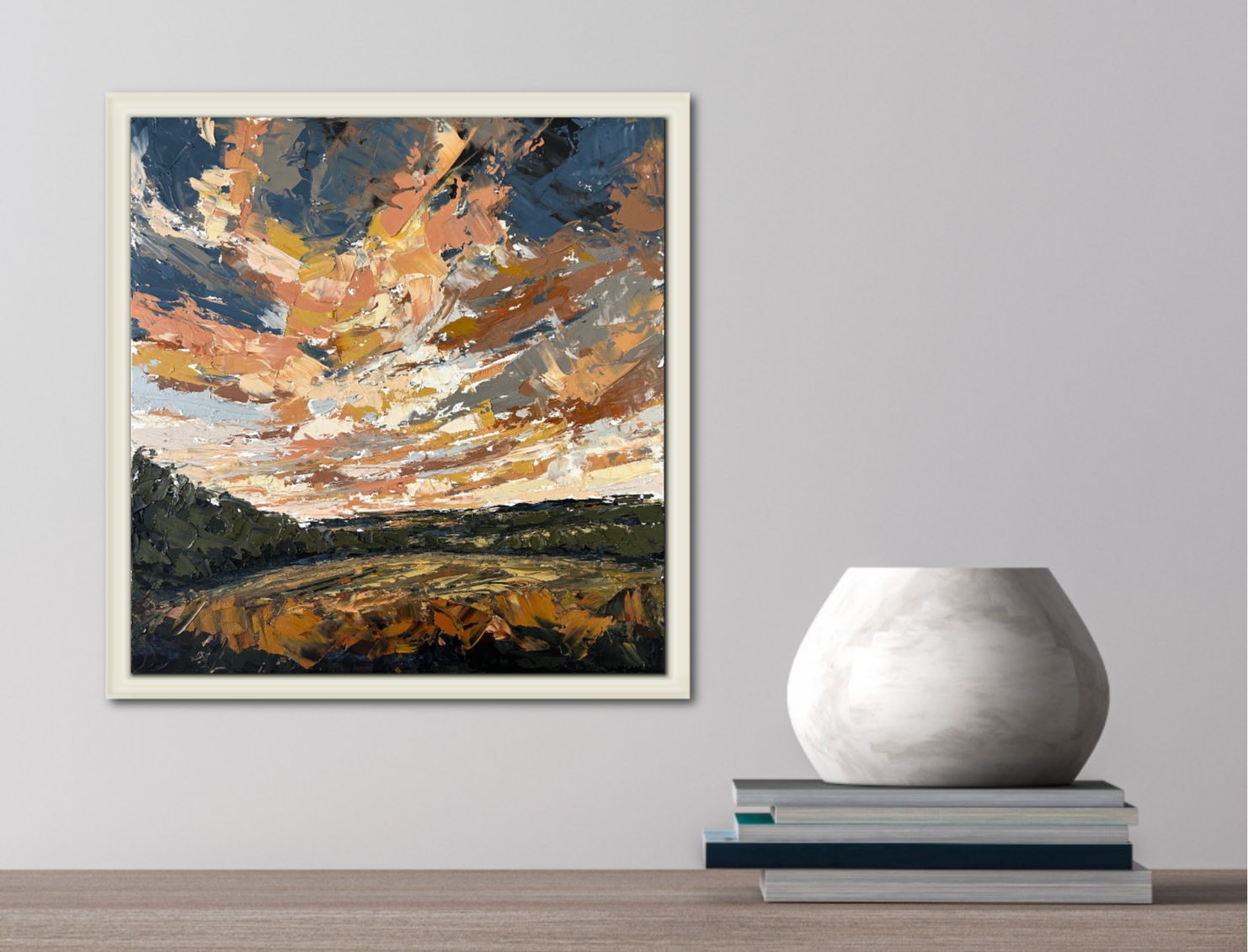 Dancing Light Original Oil Landscape Palette Knife Painting In Room 1