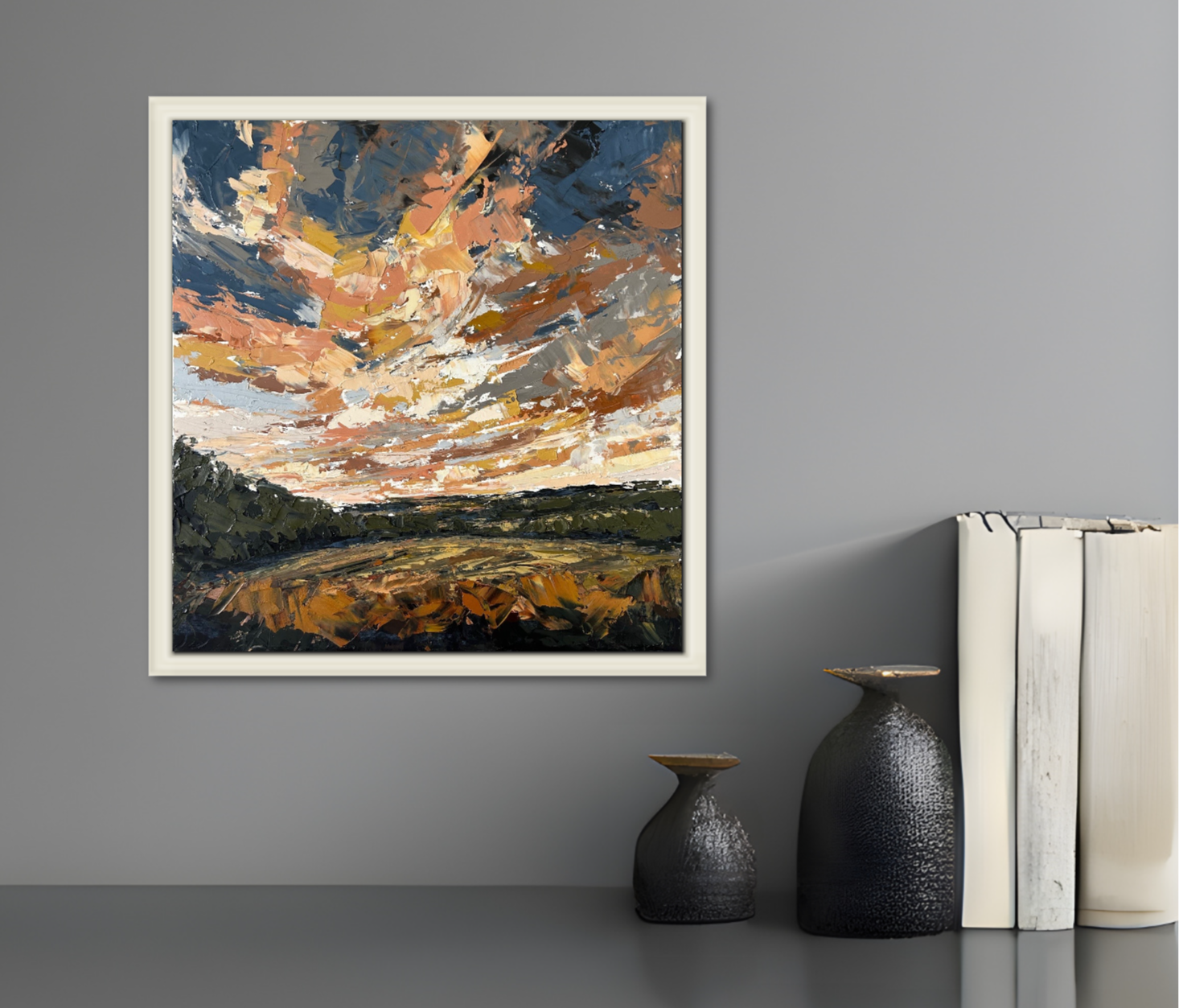 Dancing Light Original Oil Landscape Palette Knife Painting In Room 2