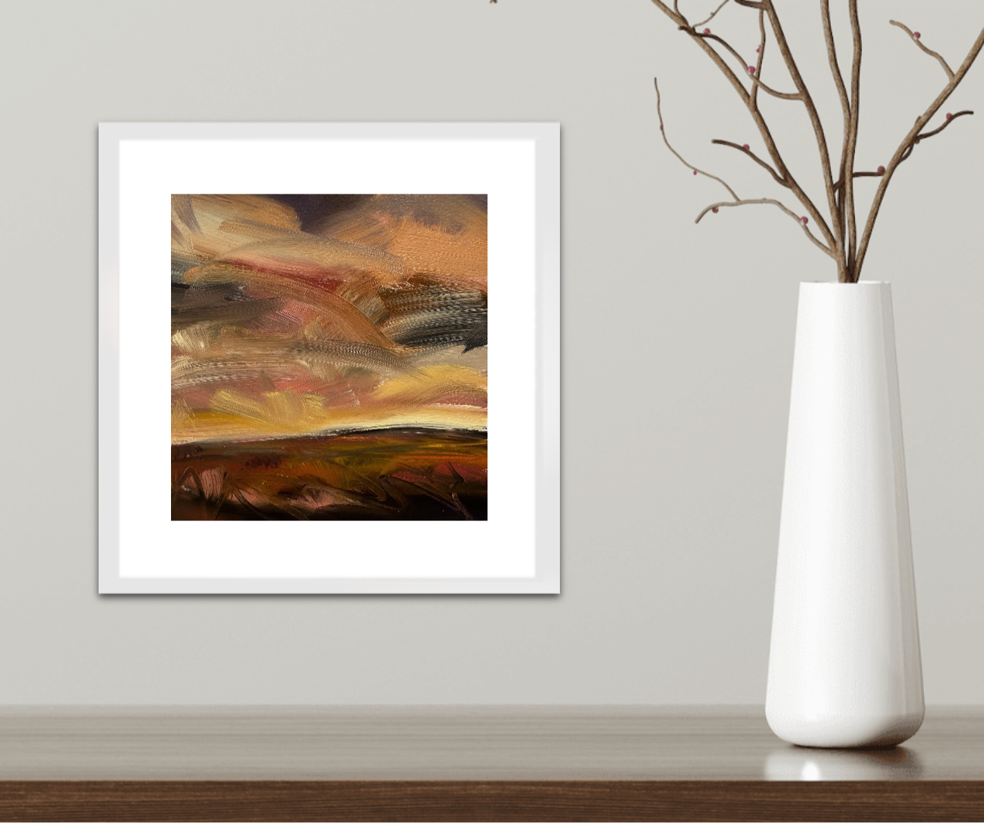 Dancing Light Original Oil On Paper Landscape Painting In Room Setting 2