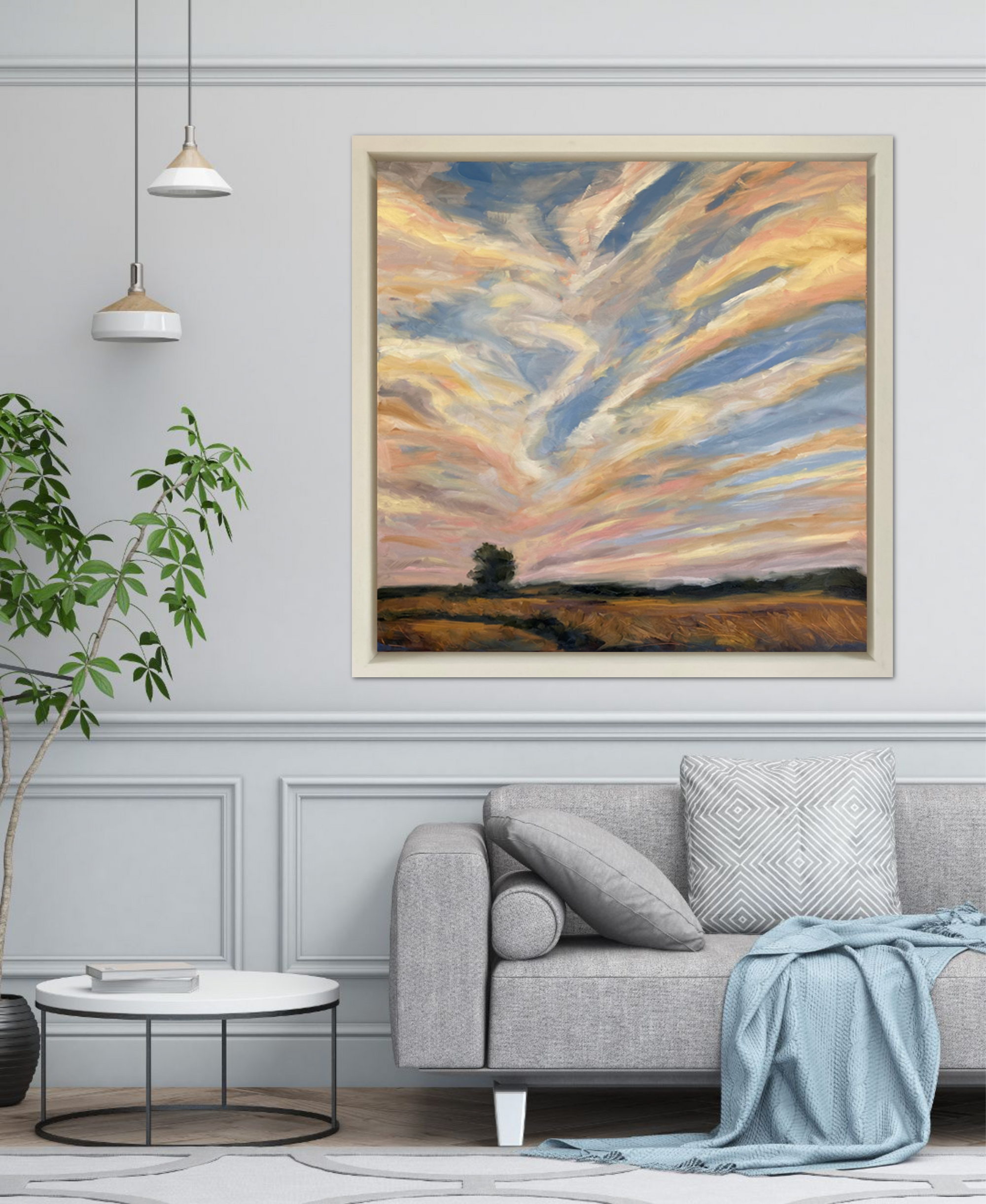 Dreaming Original Oil Landscape Painting In Room Setting 1