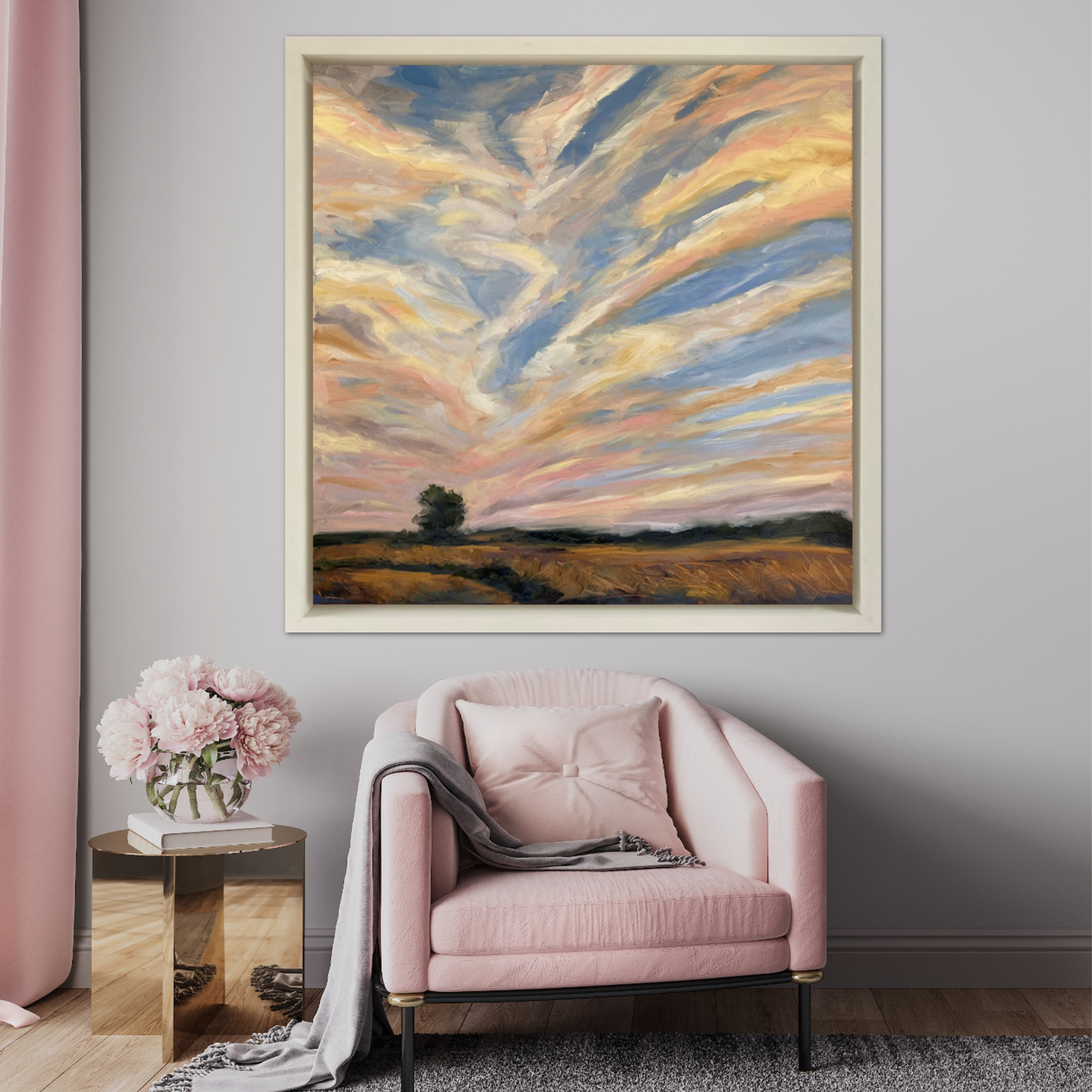 Dreaming Original Oil Landscape Painting In Room Setting 3