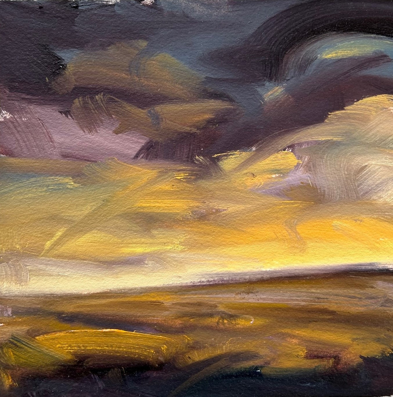 Embers Original Oil On Paper Landscape Painting