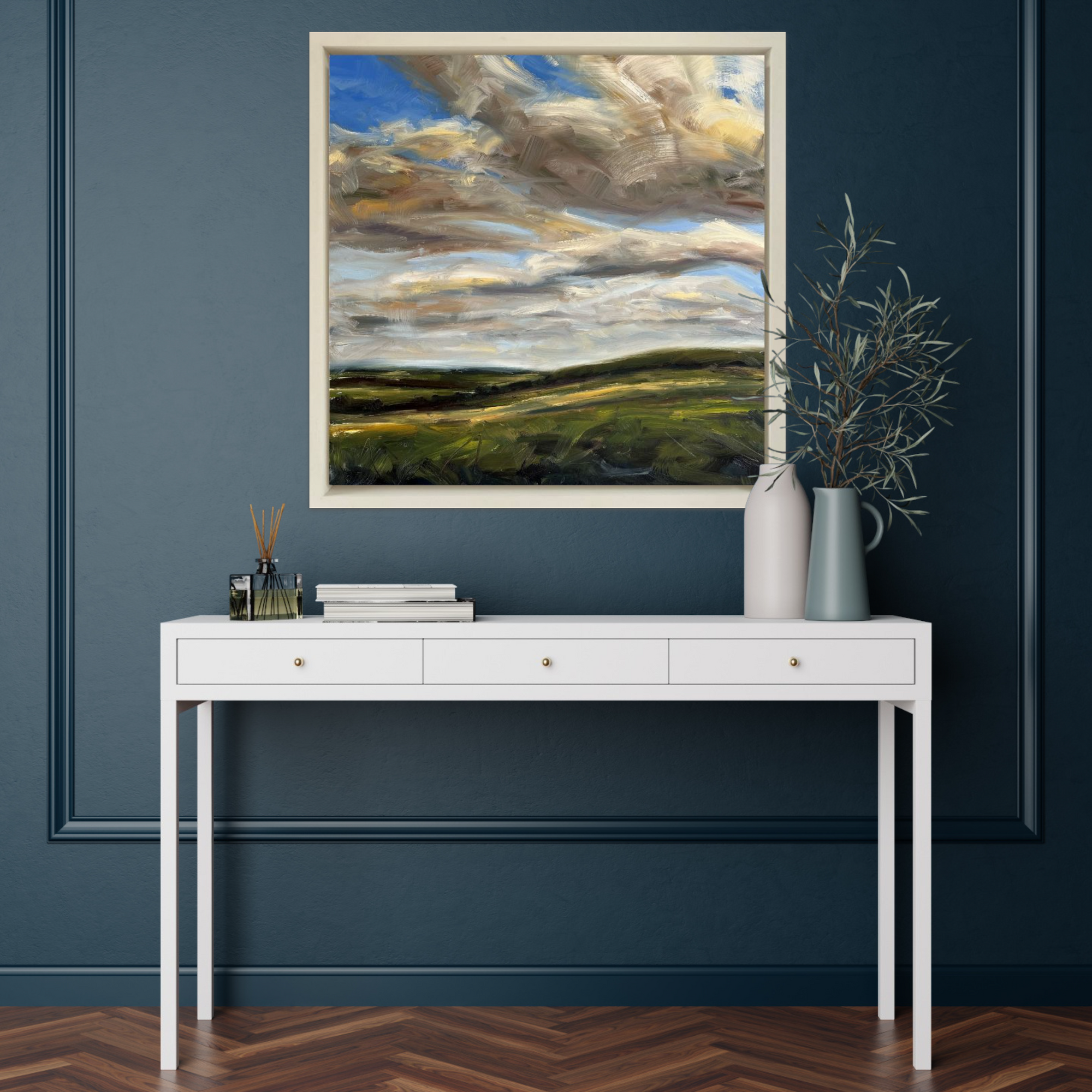 Energised Original Oil Landscape Painting In Room Setting 1