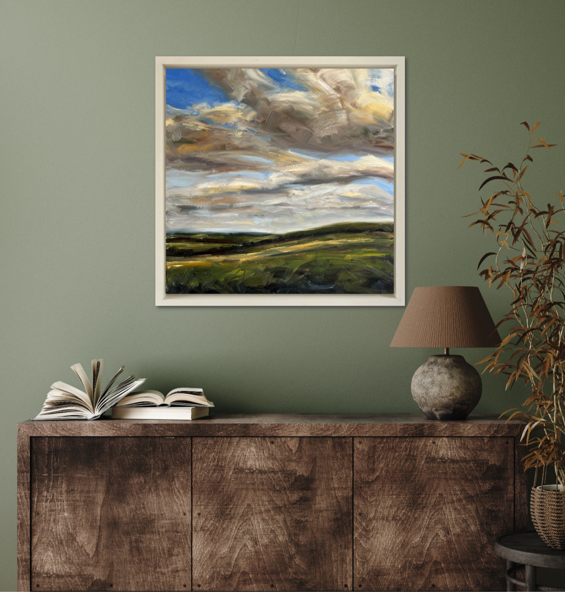 Energised Original Oil Landscape Painting In Room Setting 2