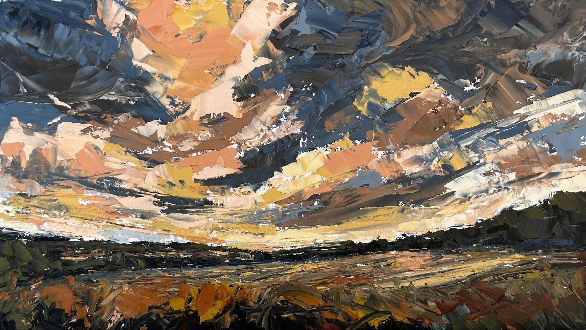 Evening Falls Original Oil Palette Knife Landscape Painting