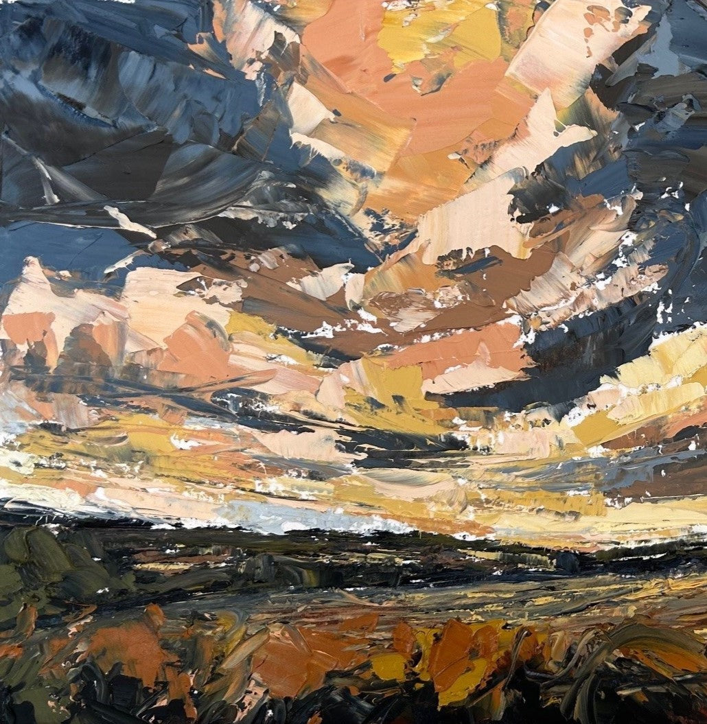 Evening Falls Original Oil Palette Knife Landscape Painting Detail 1