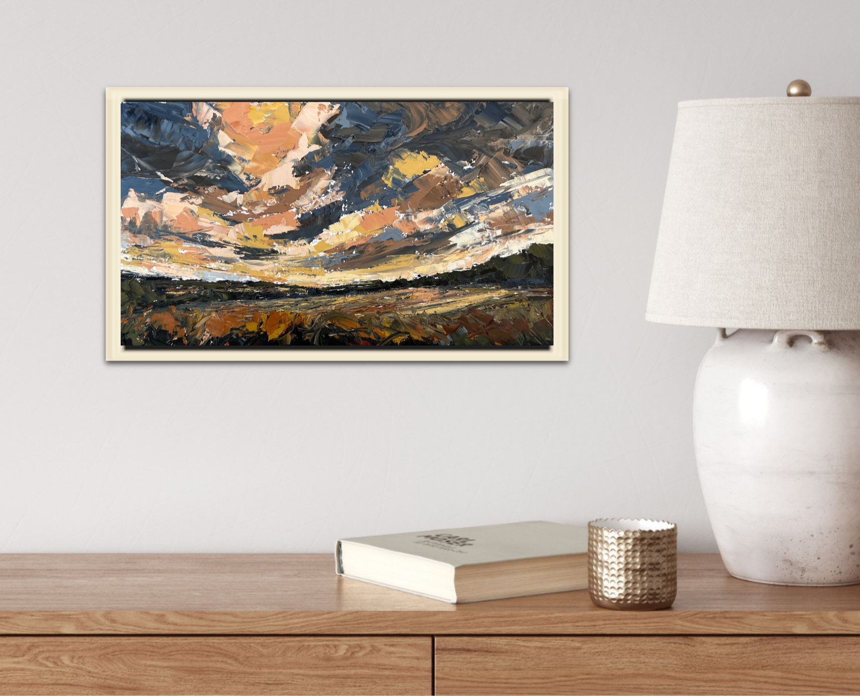 Evening Falls Original Oil Palette Knife Landscape Painting In Room 2