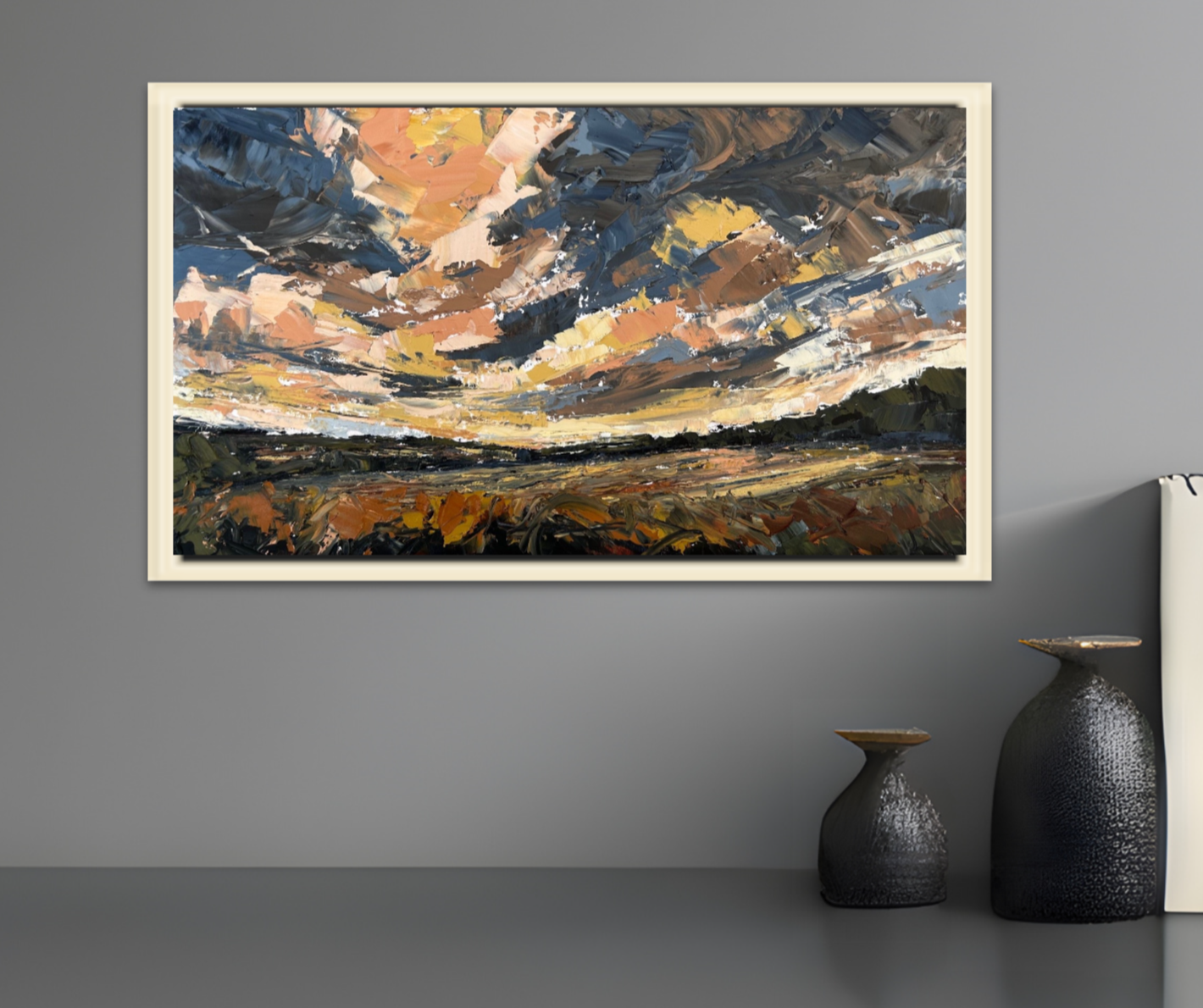 Evening Falls Original Oil Palette Knife Landscape Painting In Room 3