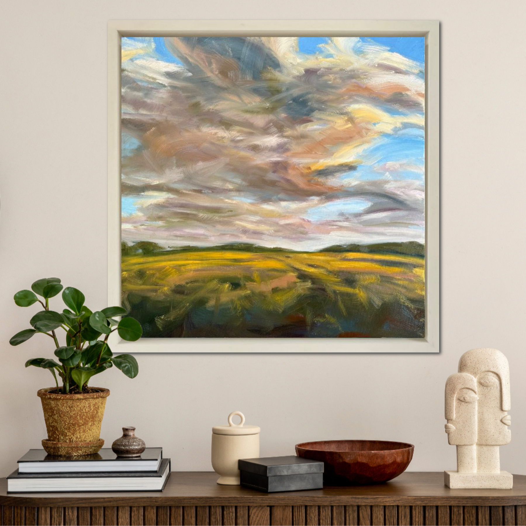 Feel The Breeze Original Oil Landscape Painting In Room Setting 1