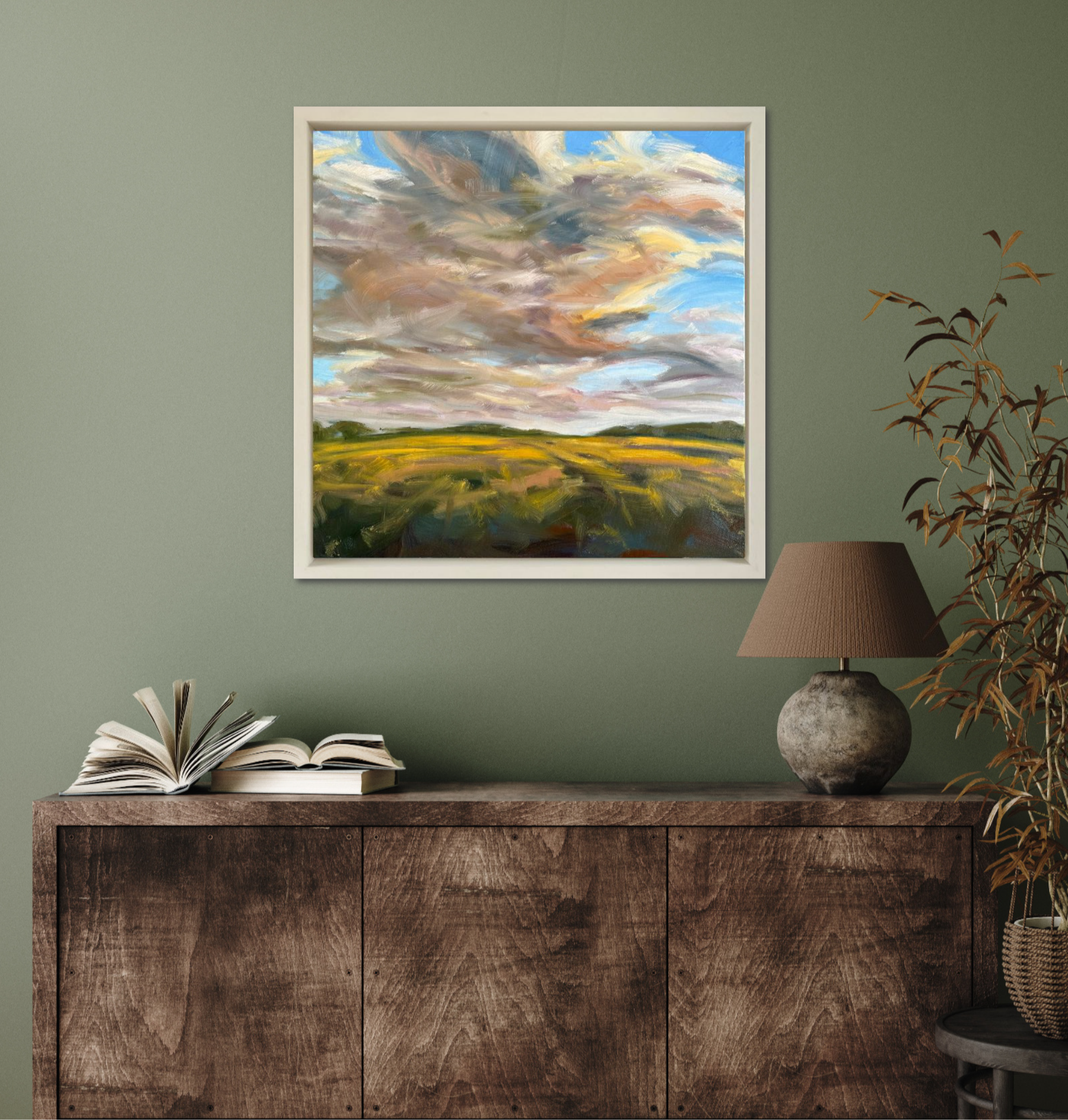 Feel The Breeze Original Oil Landscape Painting In Room Setting 2
