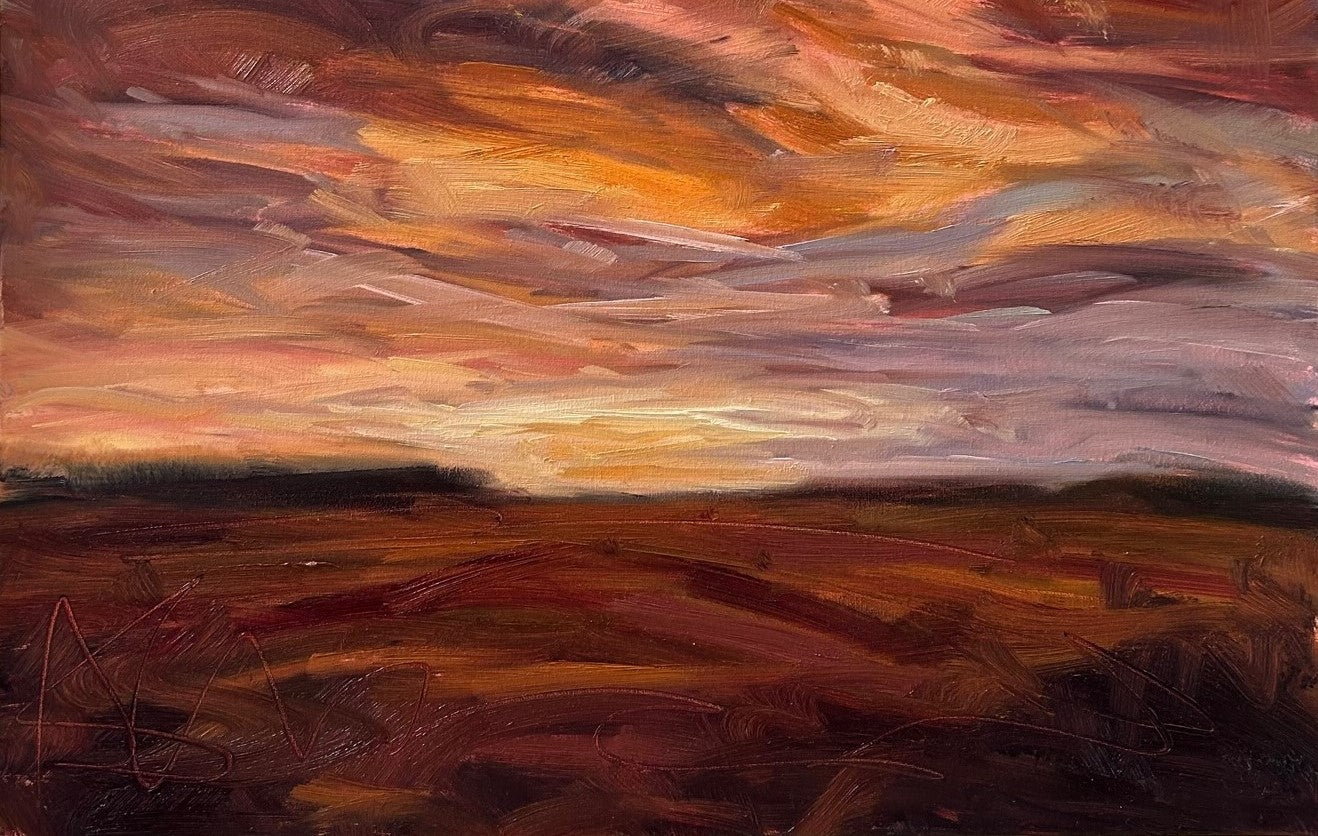 Fiery Light Original Oil Landscape Painting Detail 1
