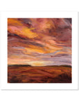 Abstract painting with warm colors on a white background