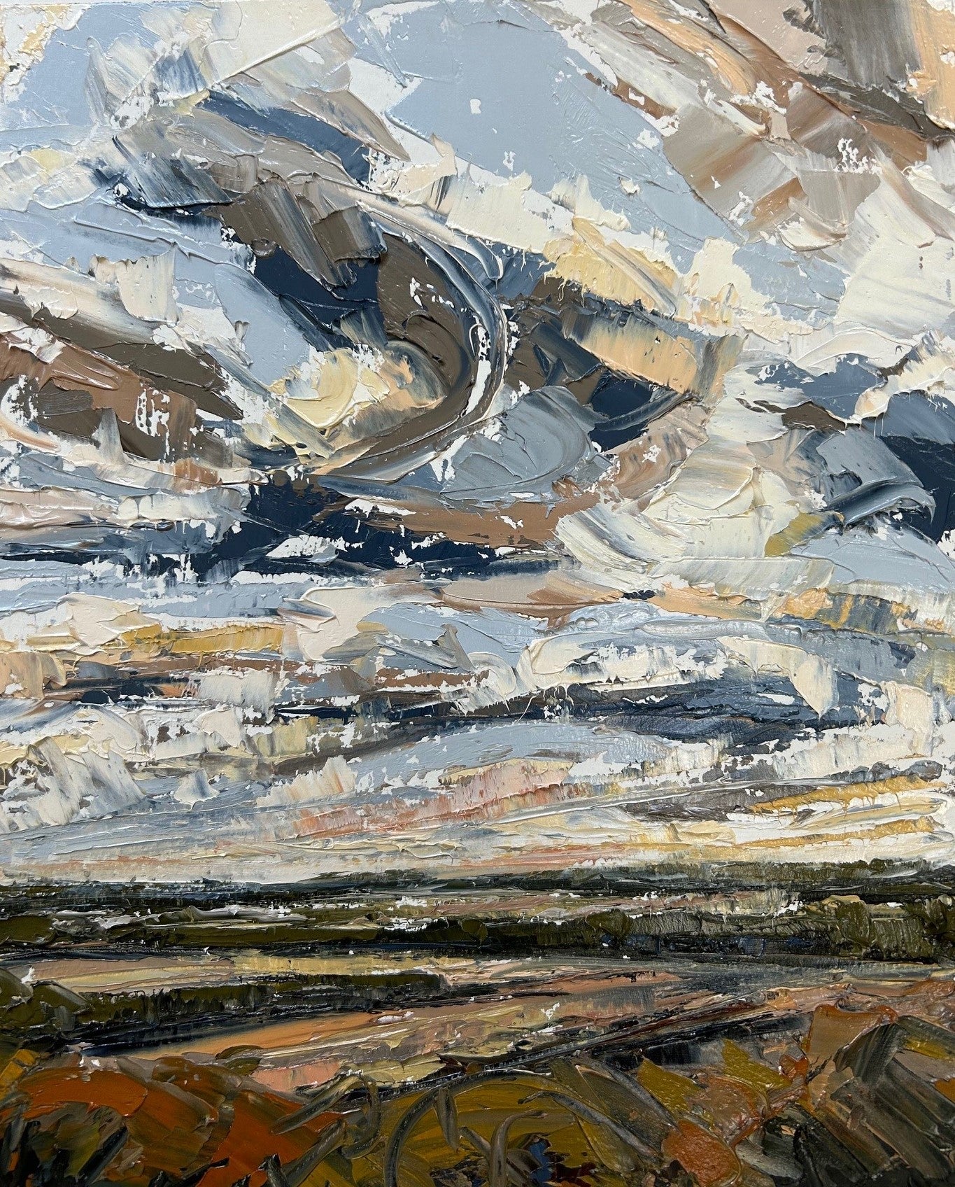 Fly With The Clouds Original Oil Landscape Palette Knife Painting