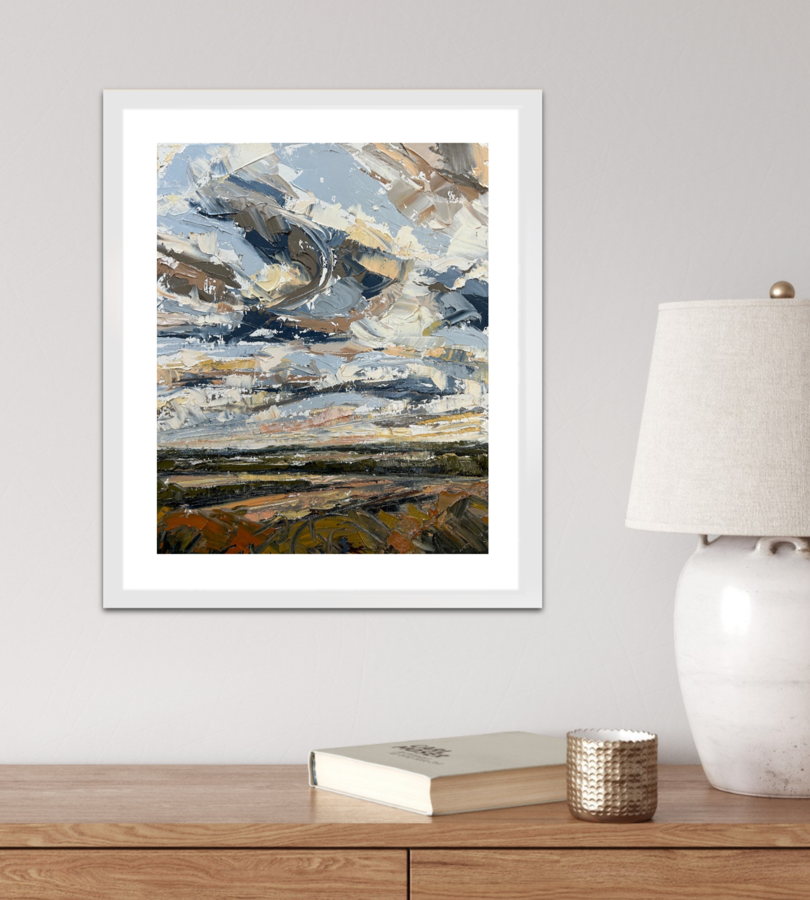 Original Oil Landscape Palette Knife Painting In Room 2 Fly With The Clouds