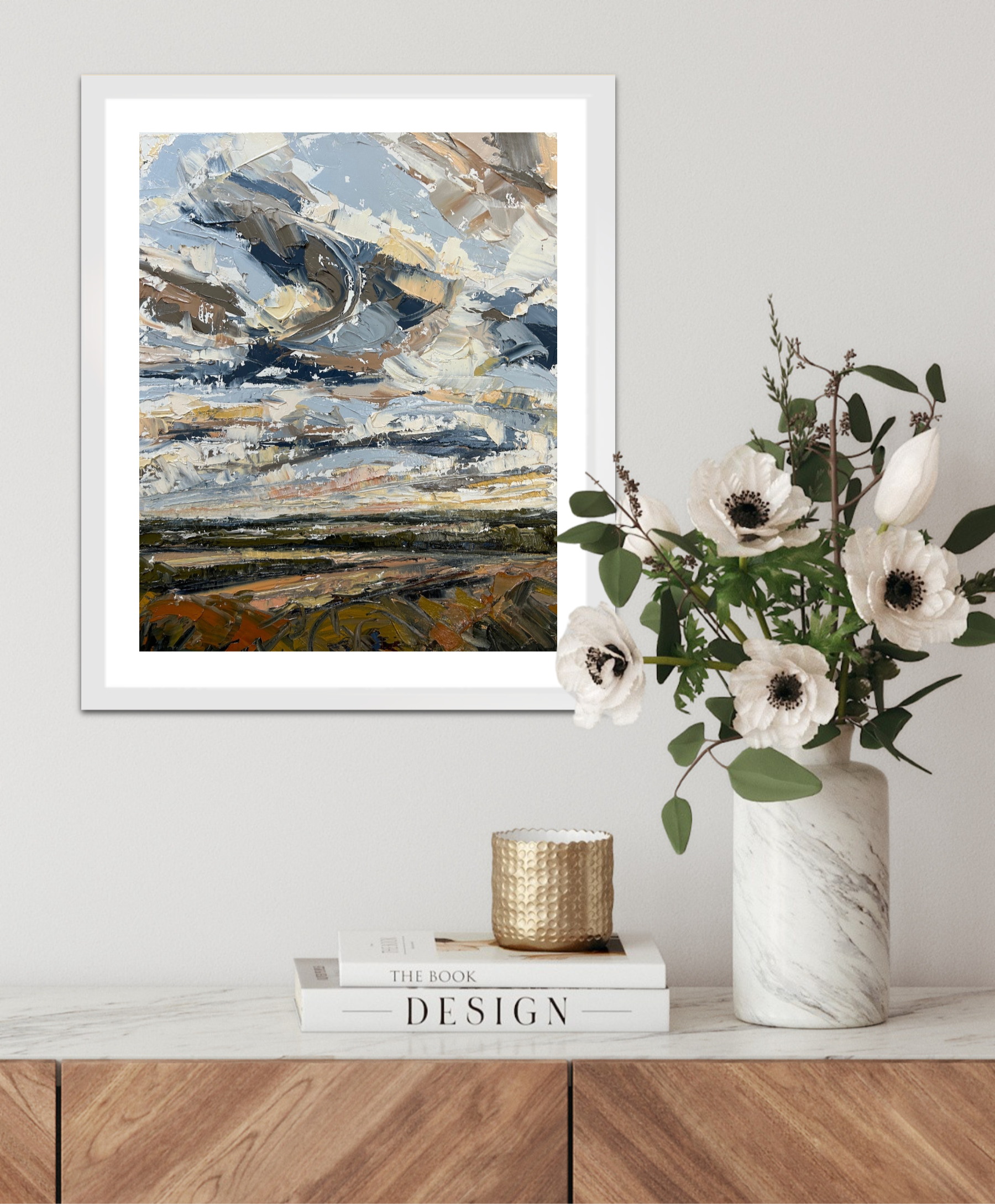 Fly With The Clouds Original Oil Landscape Palette Knife Painting In Room 3