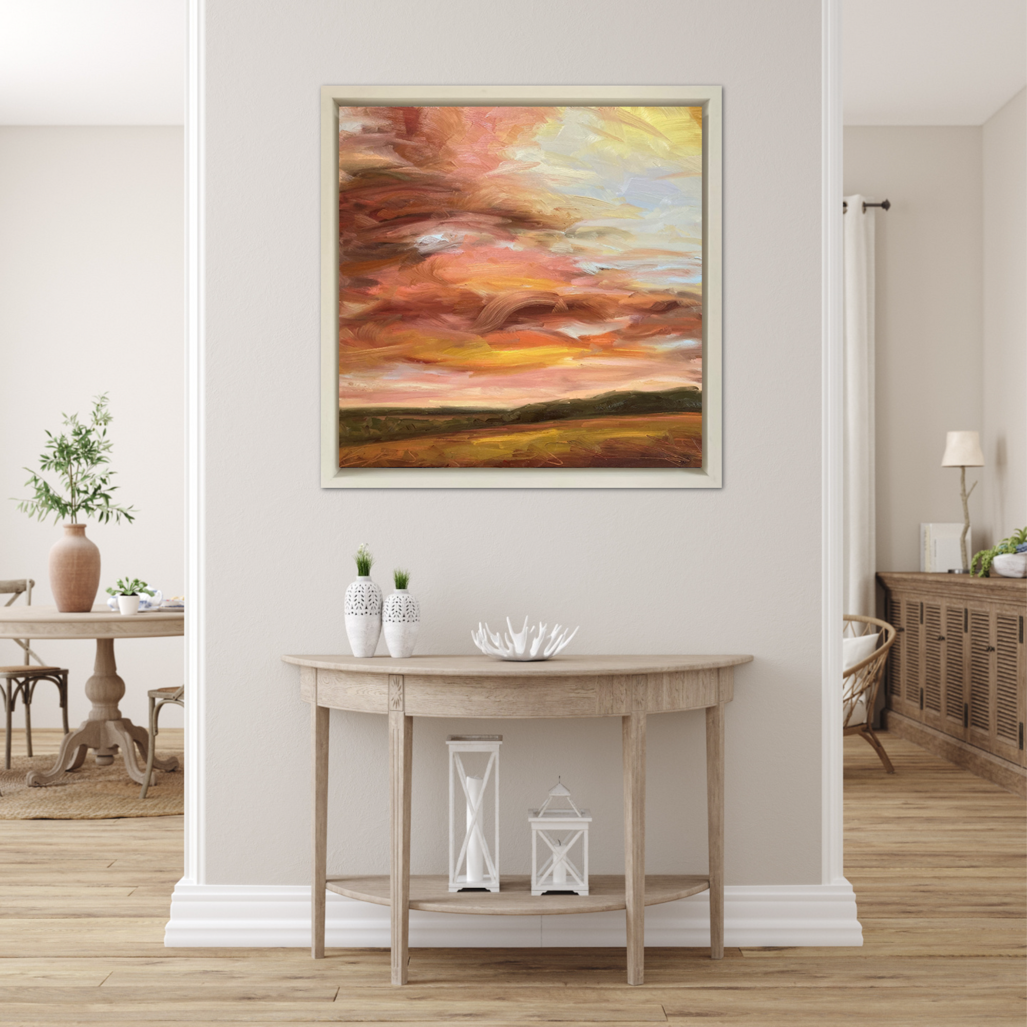 Glowing Original Oil Landscape Painting In Room Setting1