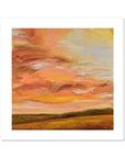 Abstract painting with warm colors on a white background
