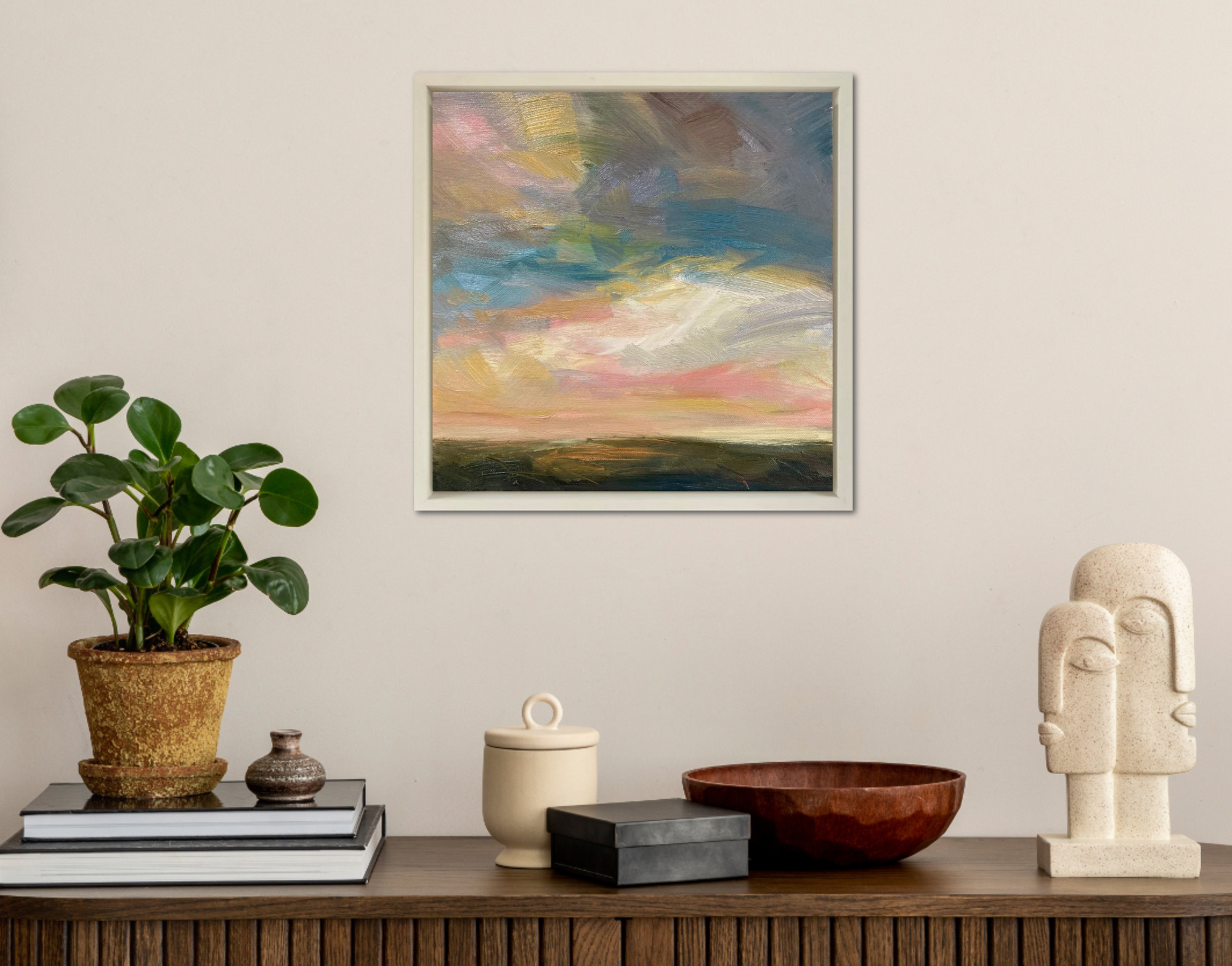 Golden Hour Original Oil Landscape Painting In Room Setting 2