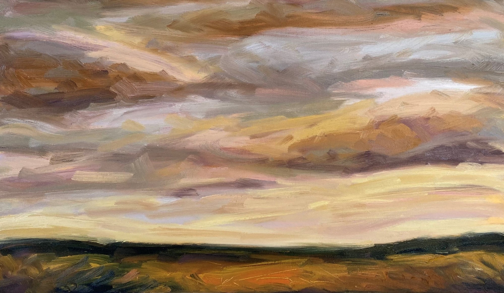 Golden Light Original Oil Landscape Painting Detail 1