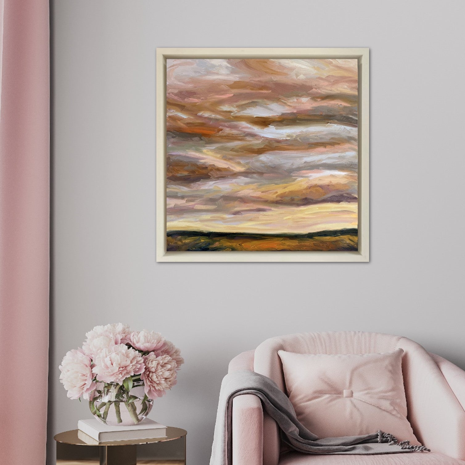 Golden Light Original Oil Landscape Painting In Room Setting 2