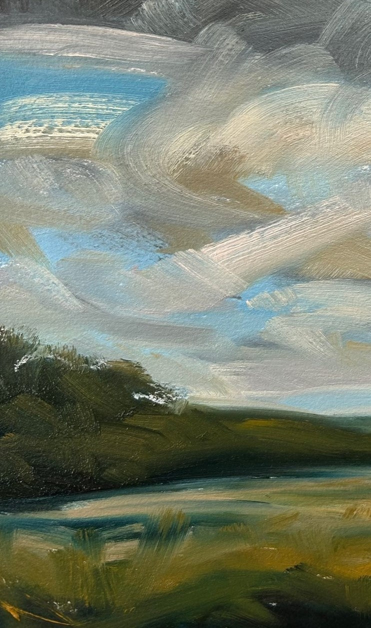 In The Flow Original Oil On Paper Landscape Painting Detail 1