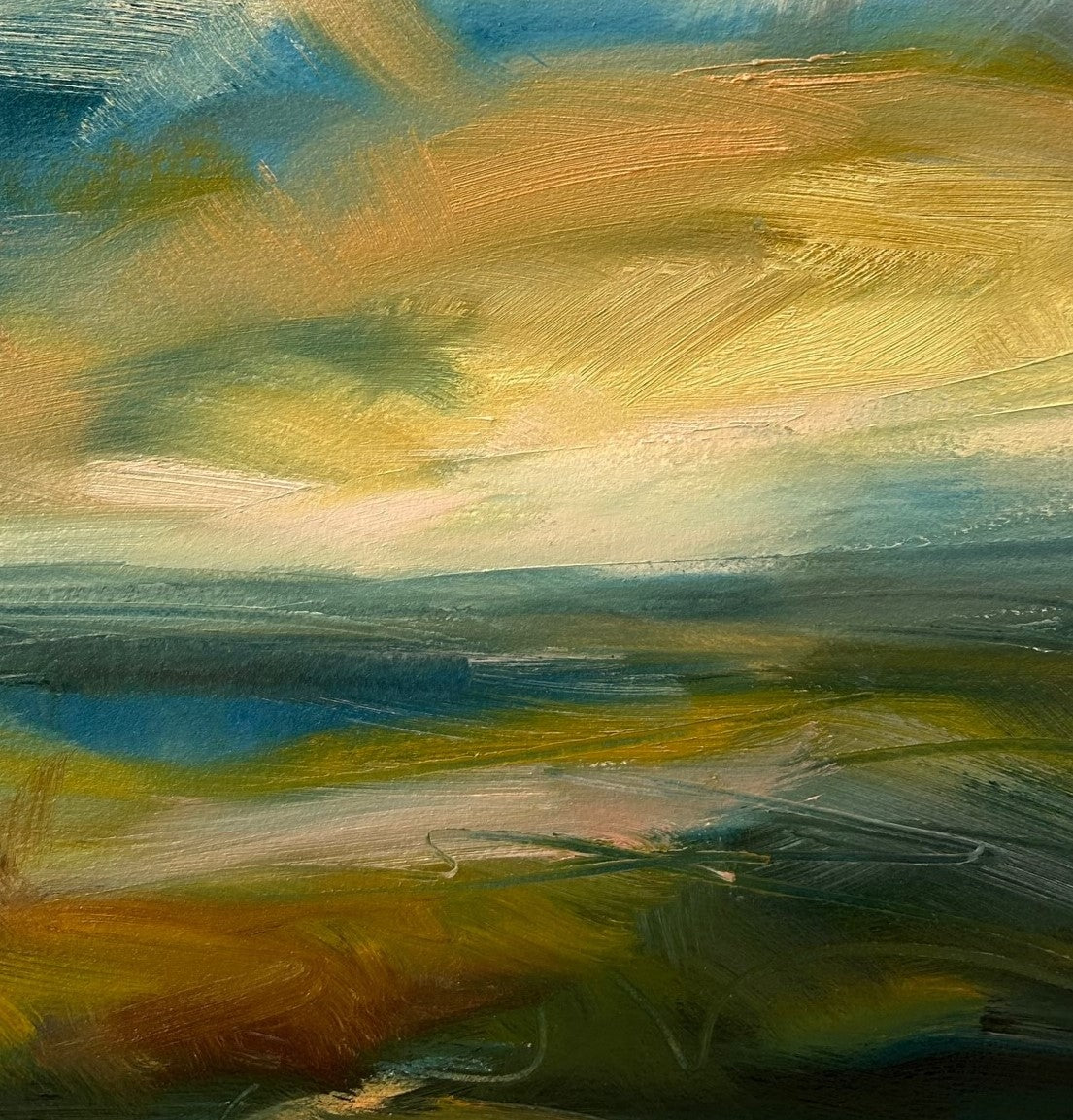 Let My Mind Roam Free Original Oil On Paper Landscape Painting Detail 1