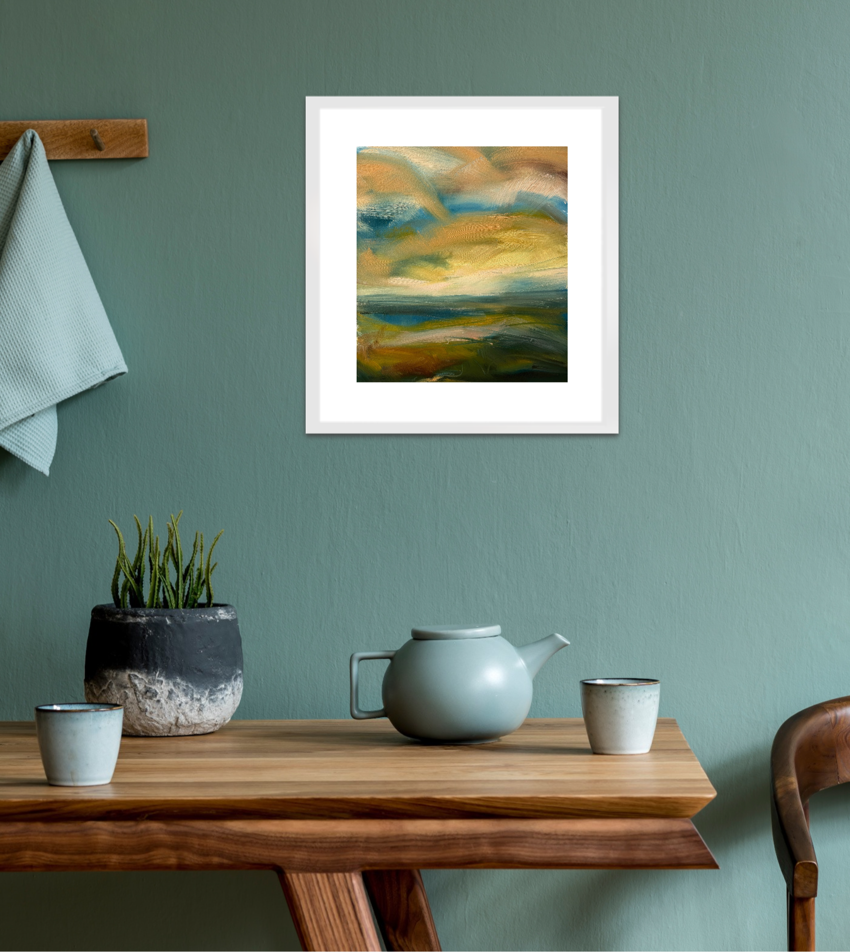 Let My Mind Roam Free Original Oil On Paper Landscape Painting In Room Setting 1