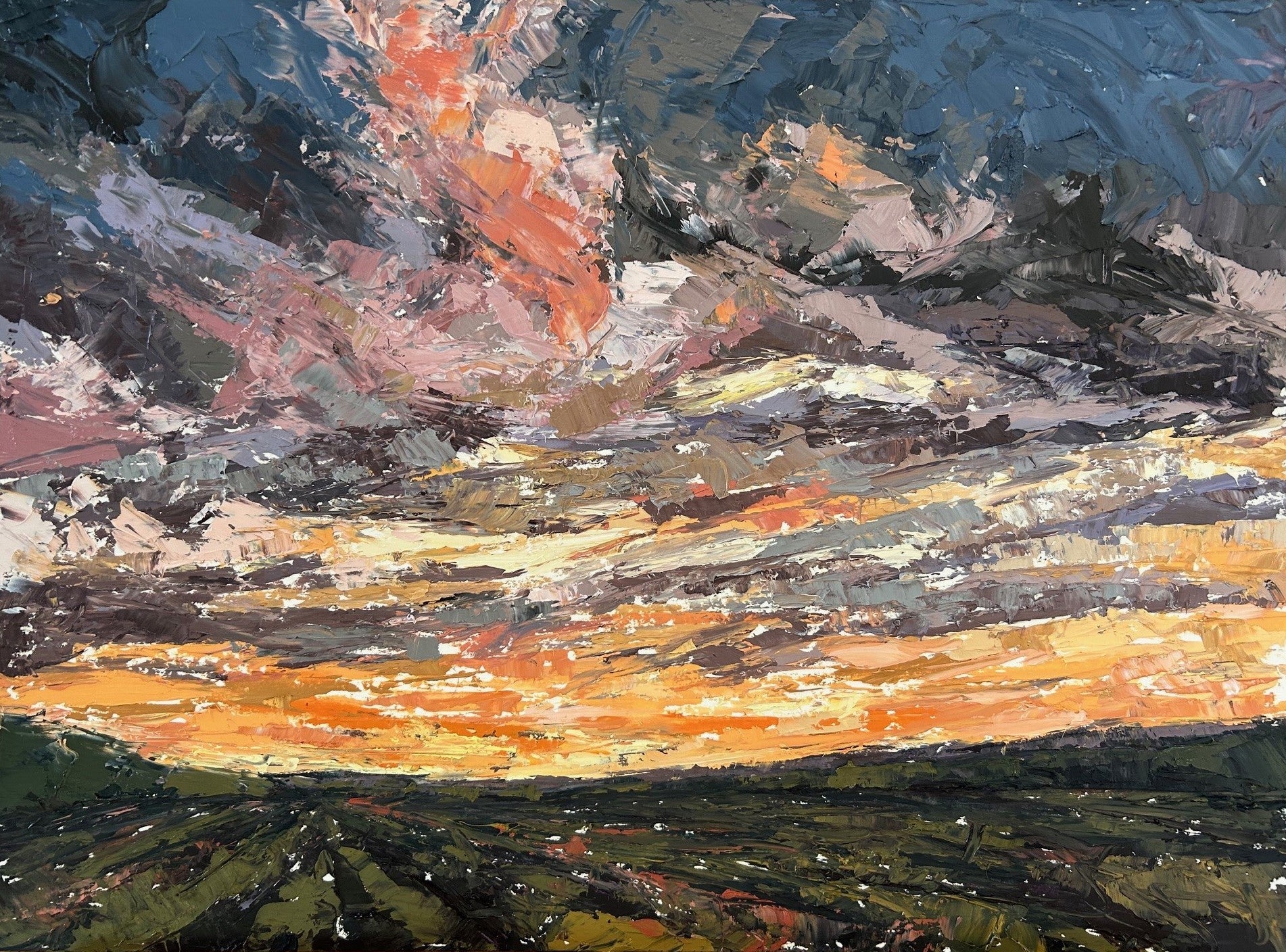 Light Burst Original Oil Landscape Palette Knife Painting