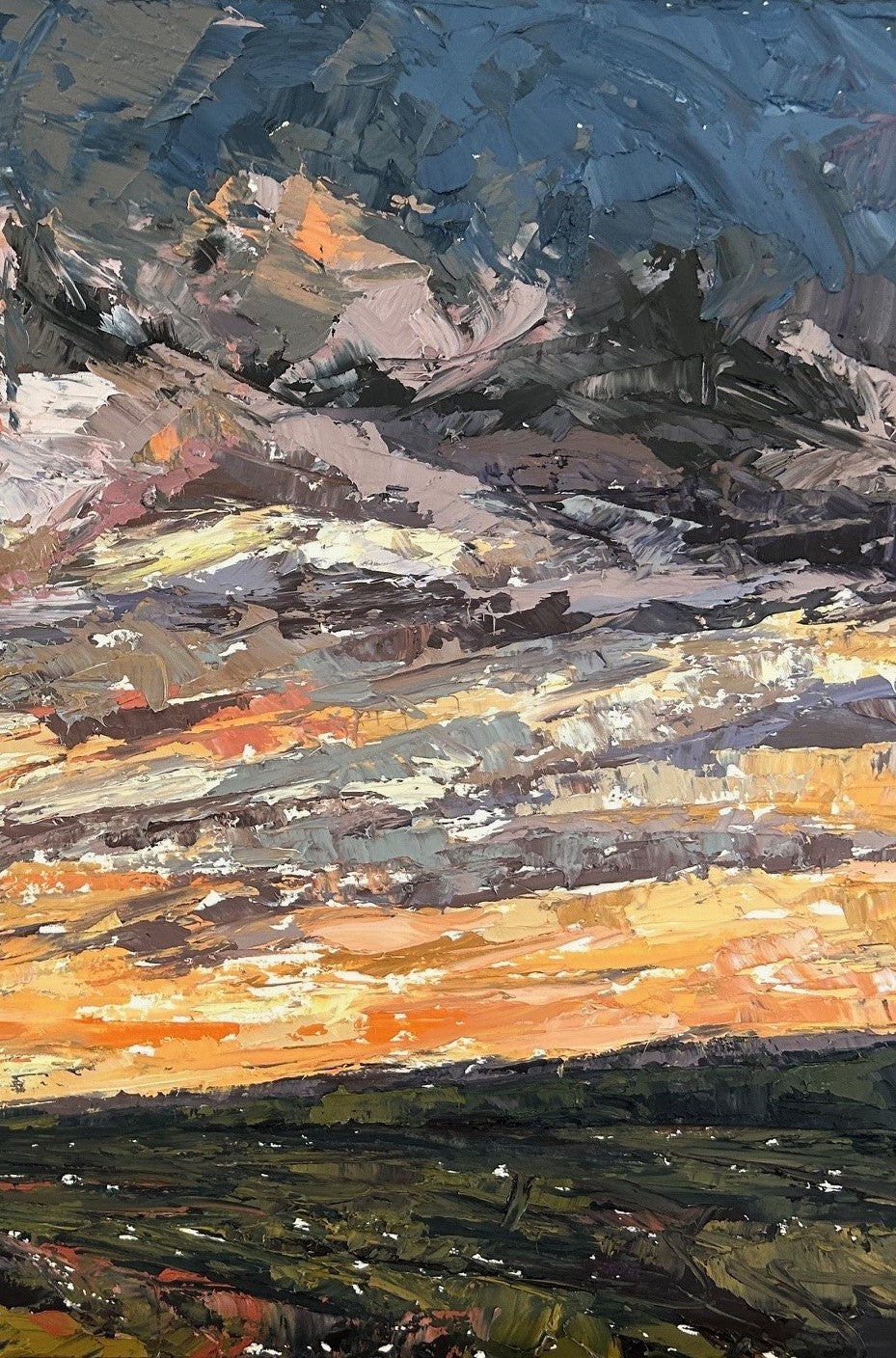 Light Burst Original Oil Landscape Palette Knife Painting Detail 2