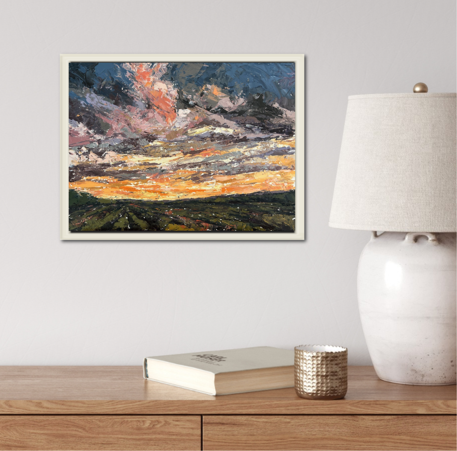 Light Burst Original Oil Landscape Palette Knife Painting In Room 1