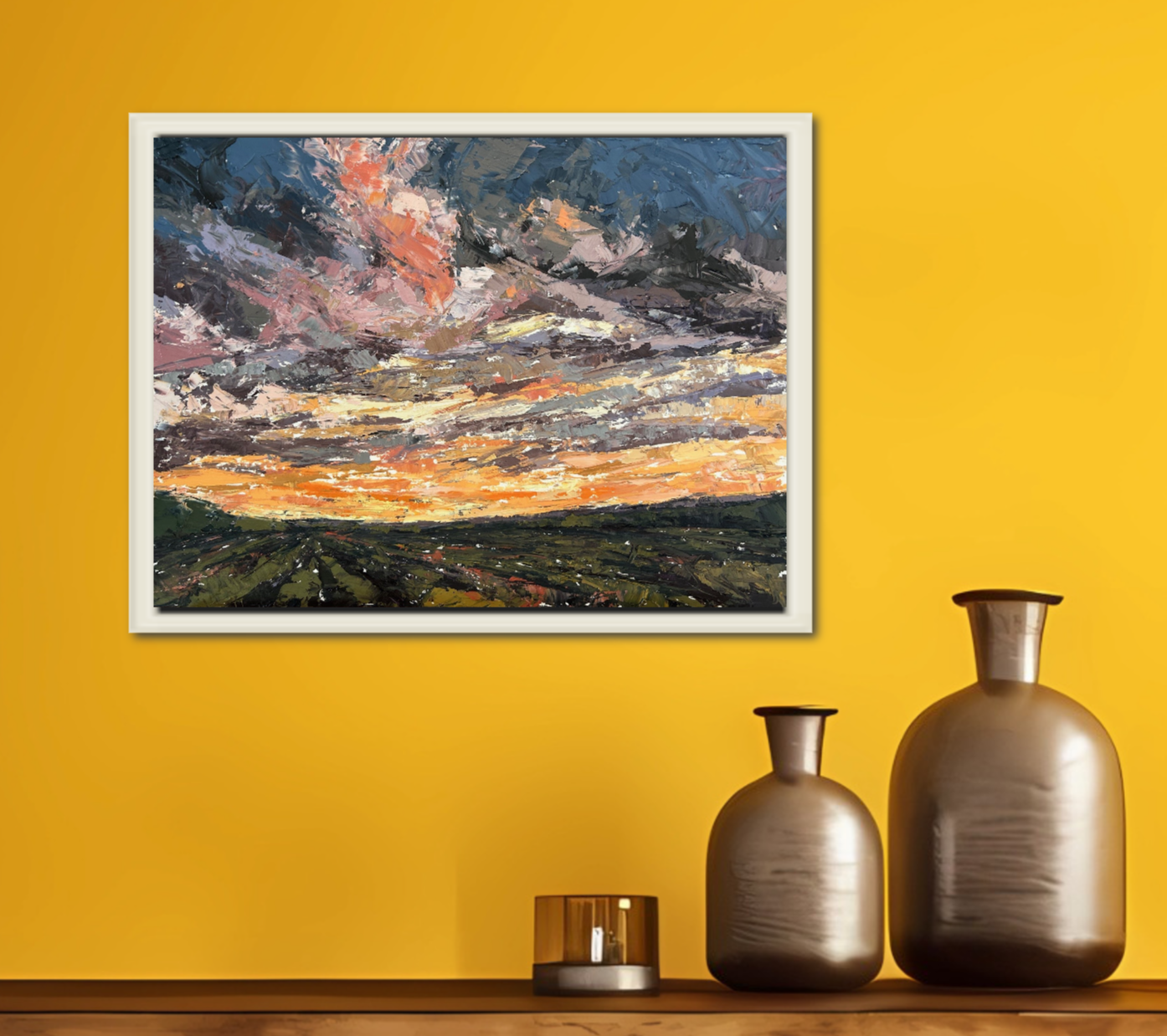 Light Burst Original Oil Landscape Palette Knife Painting In Room 2