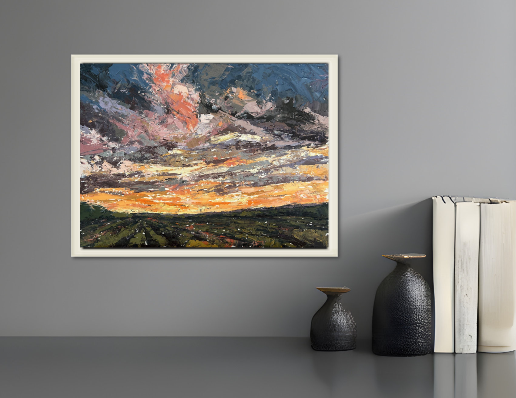 Light Burst Original Oil Landscape Palette Knife Painting In Room 4