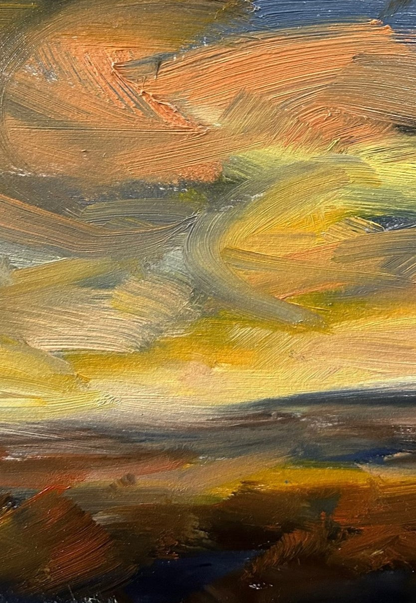 Luminous Original Oil On Paper Landscape Painting Detail 1