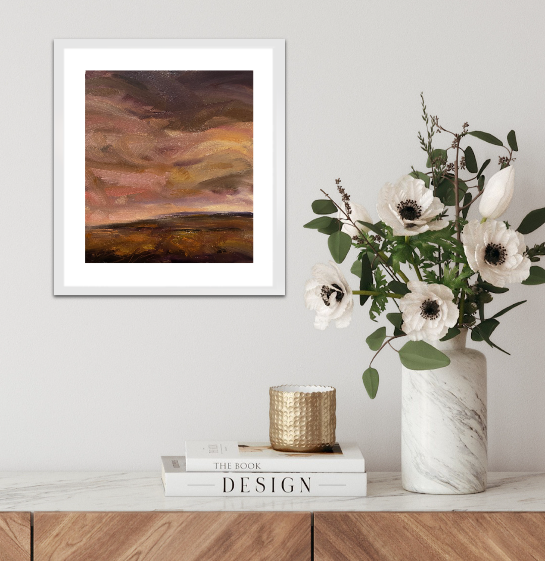 My Soul&#39;s Home Original Oil On Paper Landscape Painting In Room Setting 1