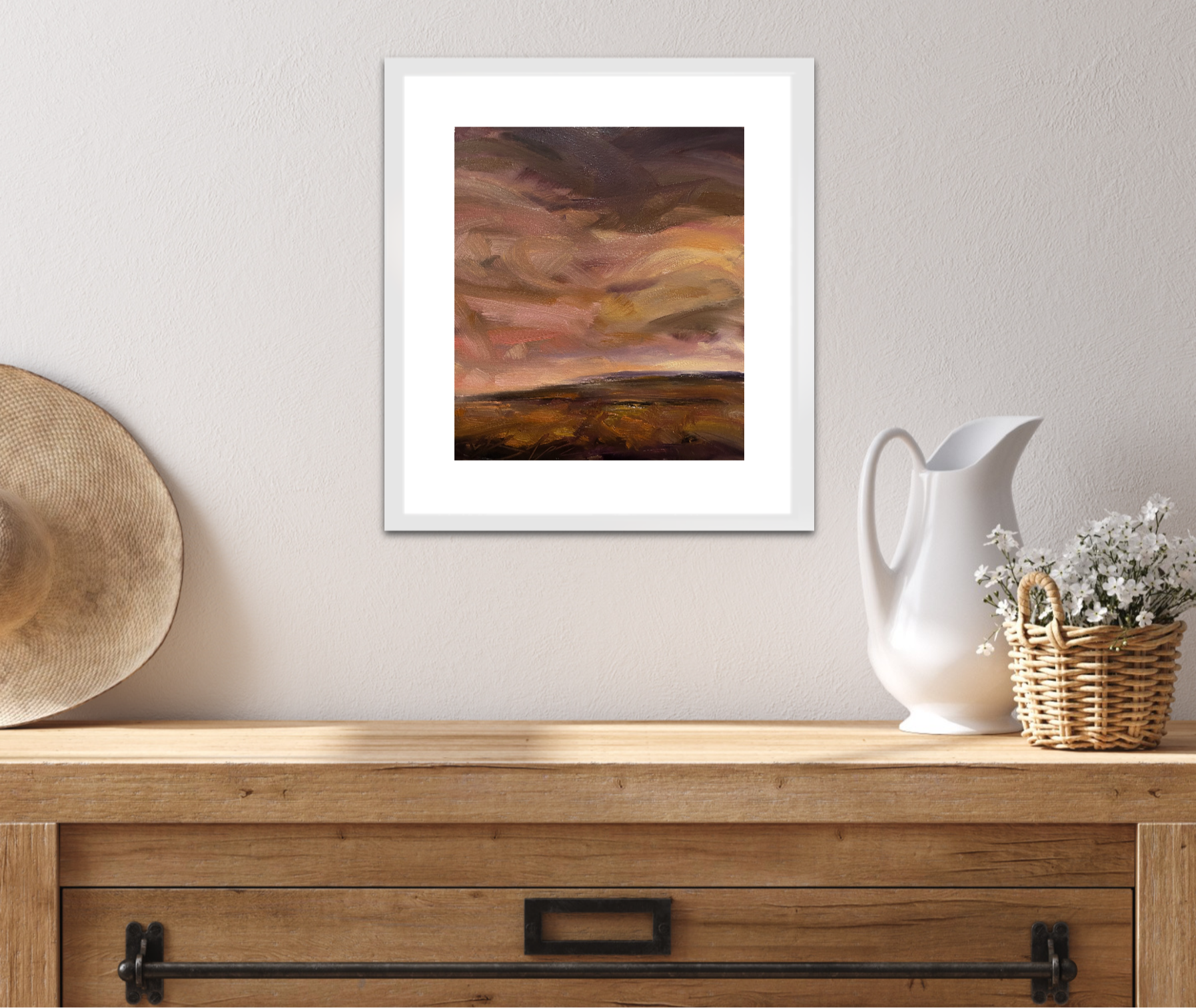 My Soul&#39;s Home Original Oil On Paper Landscape Painting In Room Setting 2